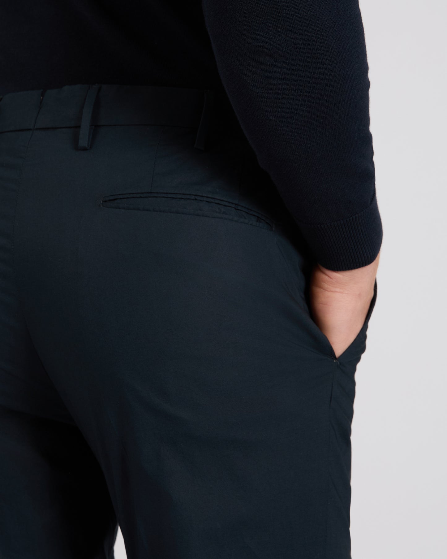 Slim fit cotton poplin trousers