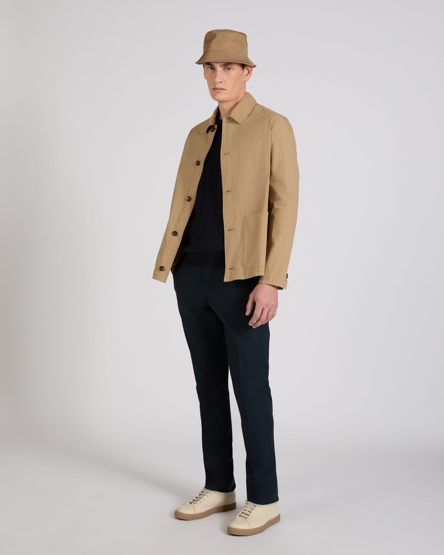 Slim fit cotton poplin trousers