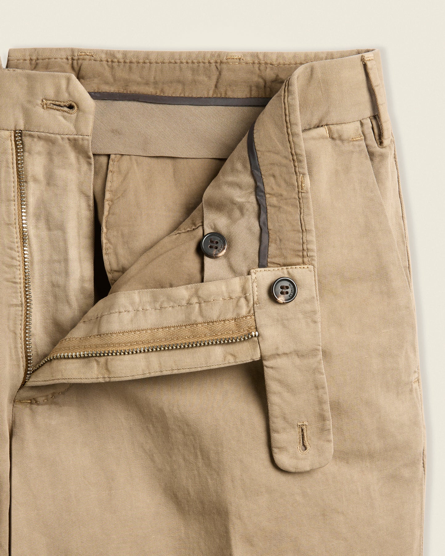 Slim fit cotton and linen trousers