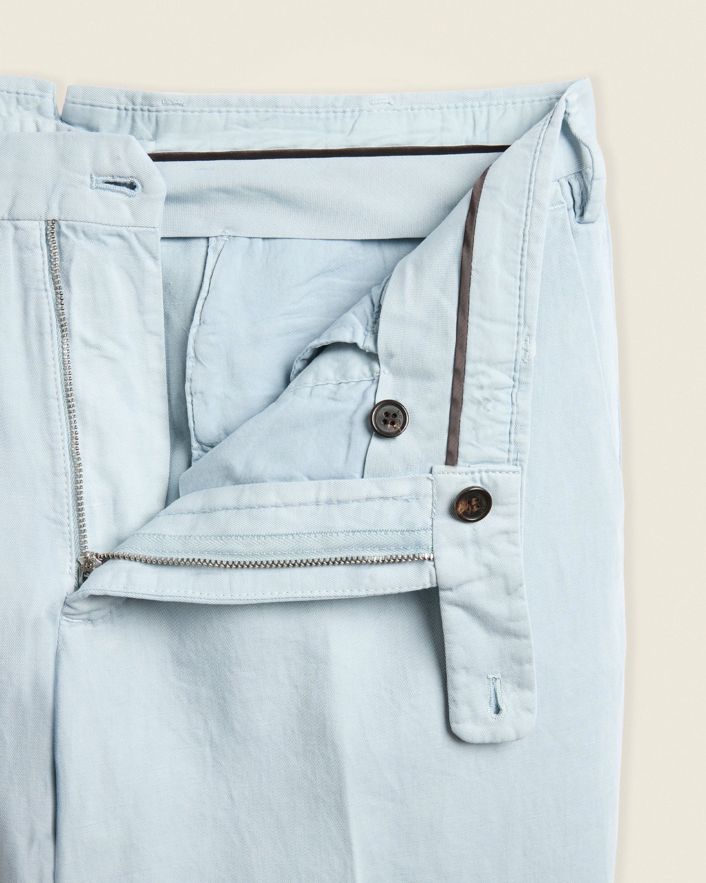 Slim fit cotton and linen trousers