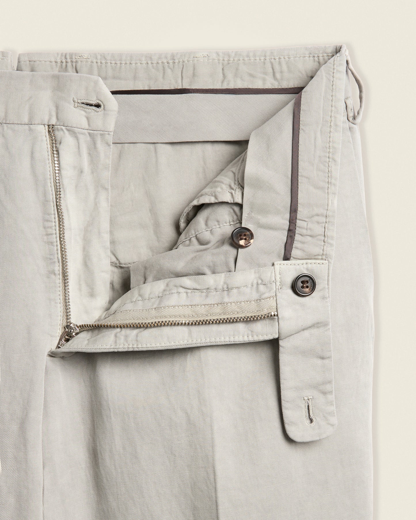 Slim fit cotton and linen trousers