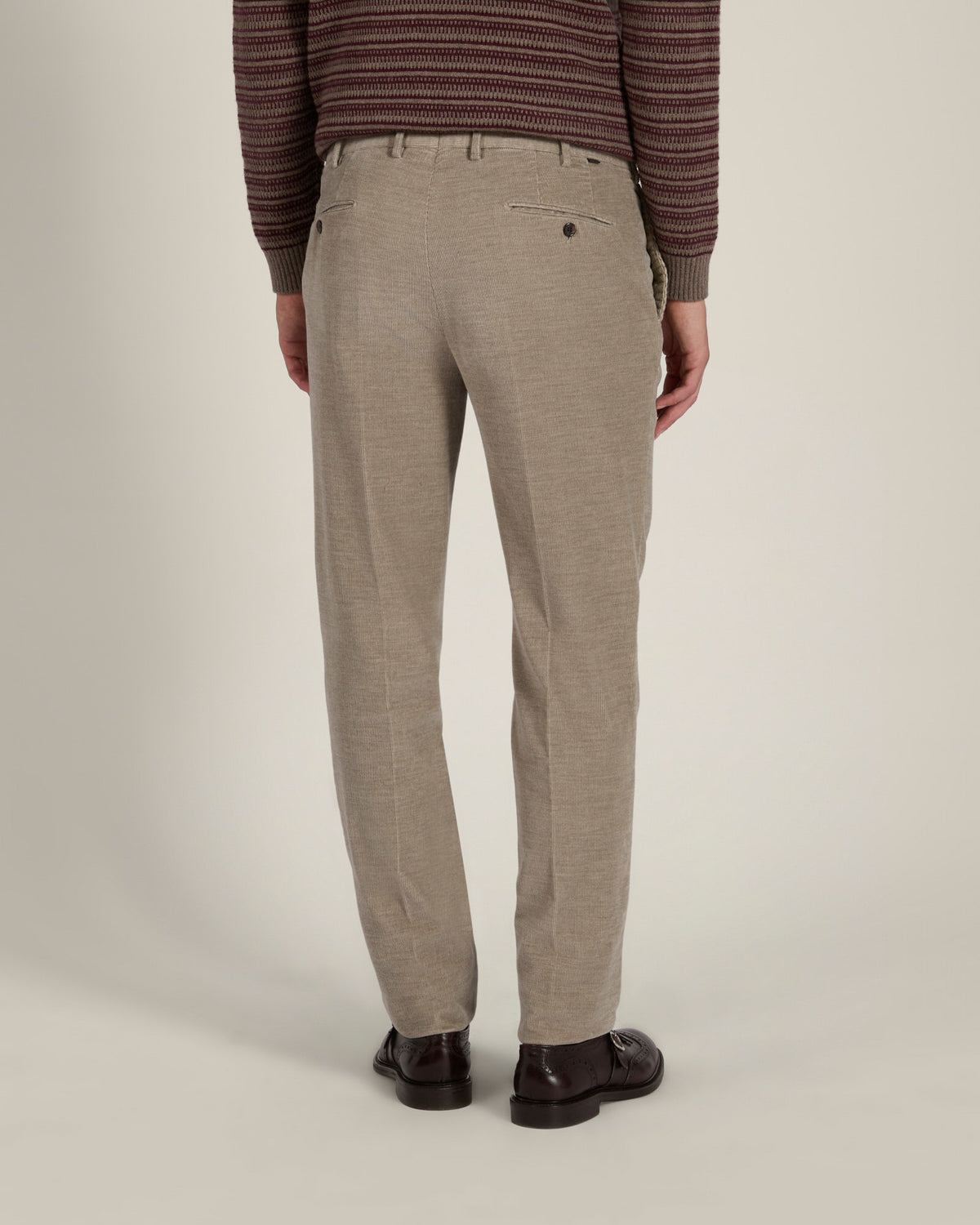 Pantalone regular fit in velluto di cotone e cashmere