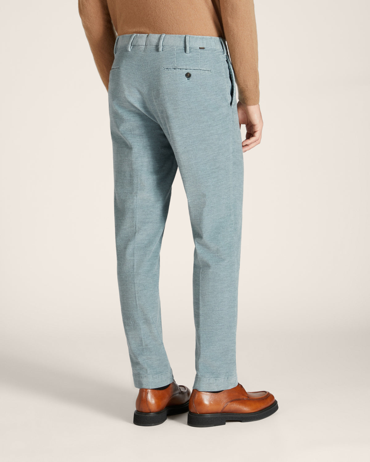Pantalone regular fit in velluto di cotone e cashmere