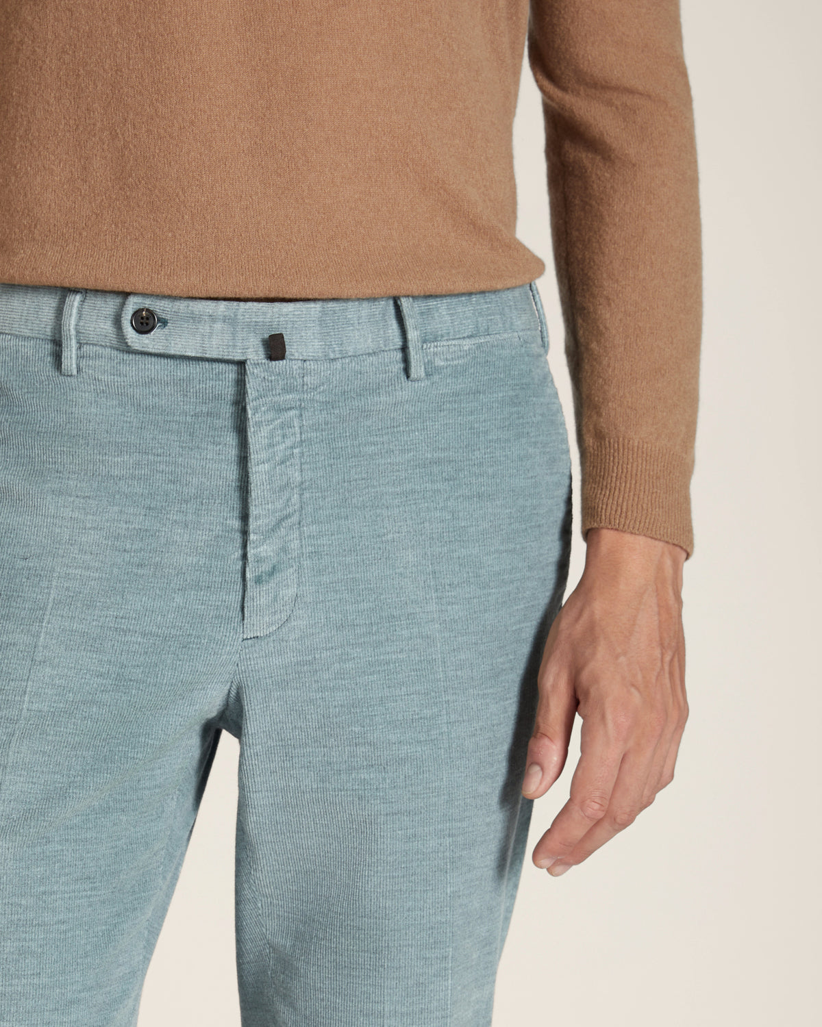 Pantalone regular fit in velluto di cotone e cashmere