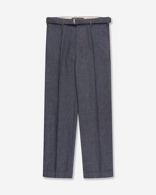 Straight fit stretch cotton and linen trousers