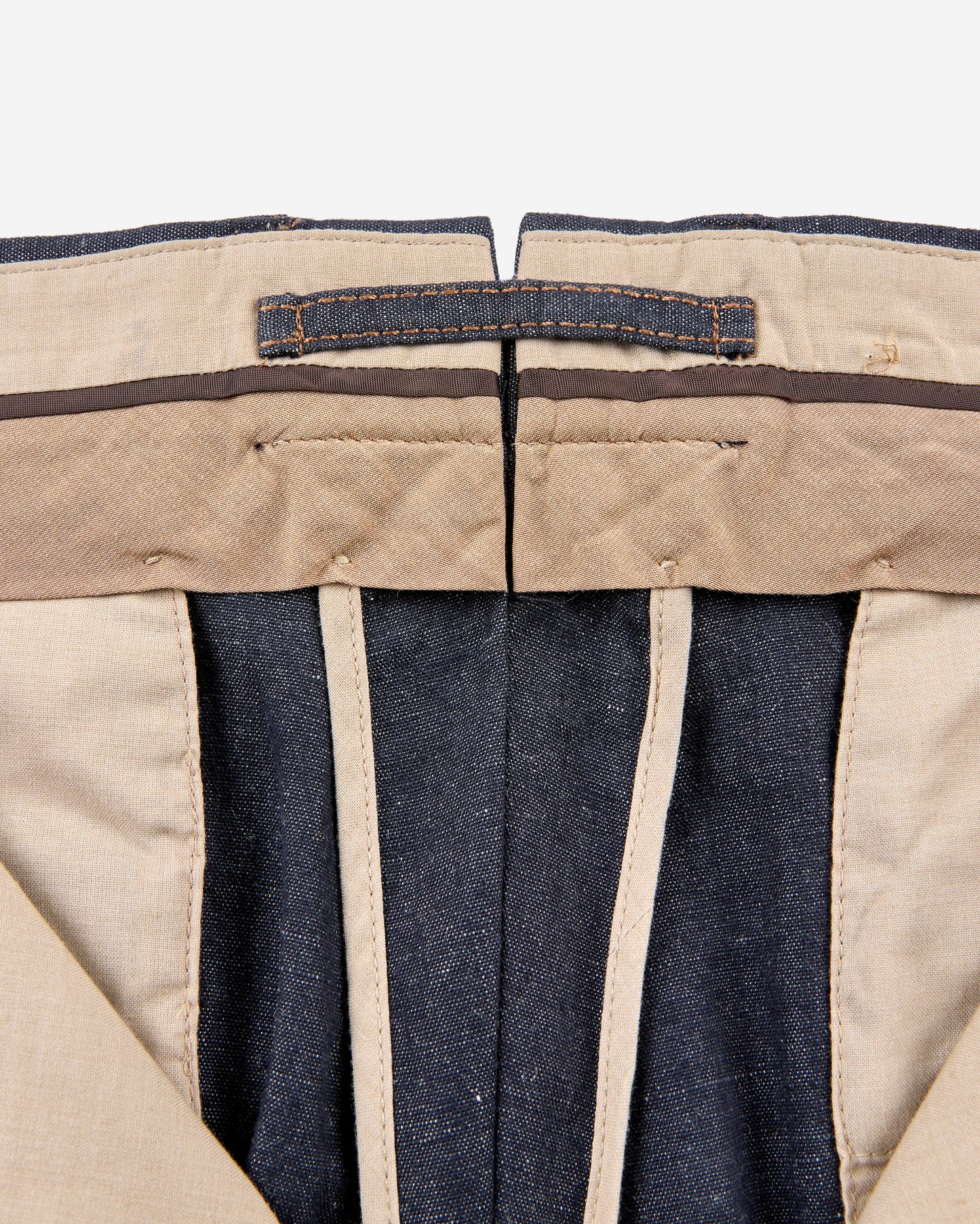 Straight fit stretch cotton and linen trousers