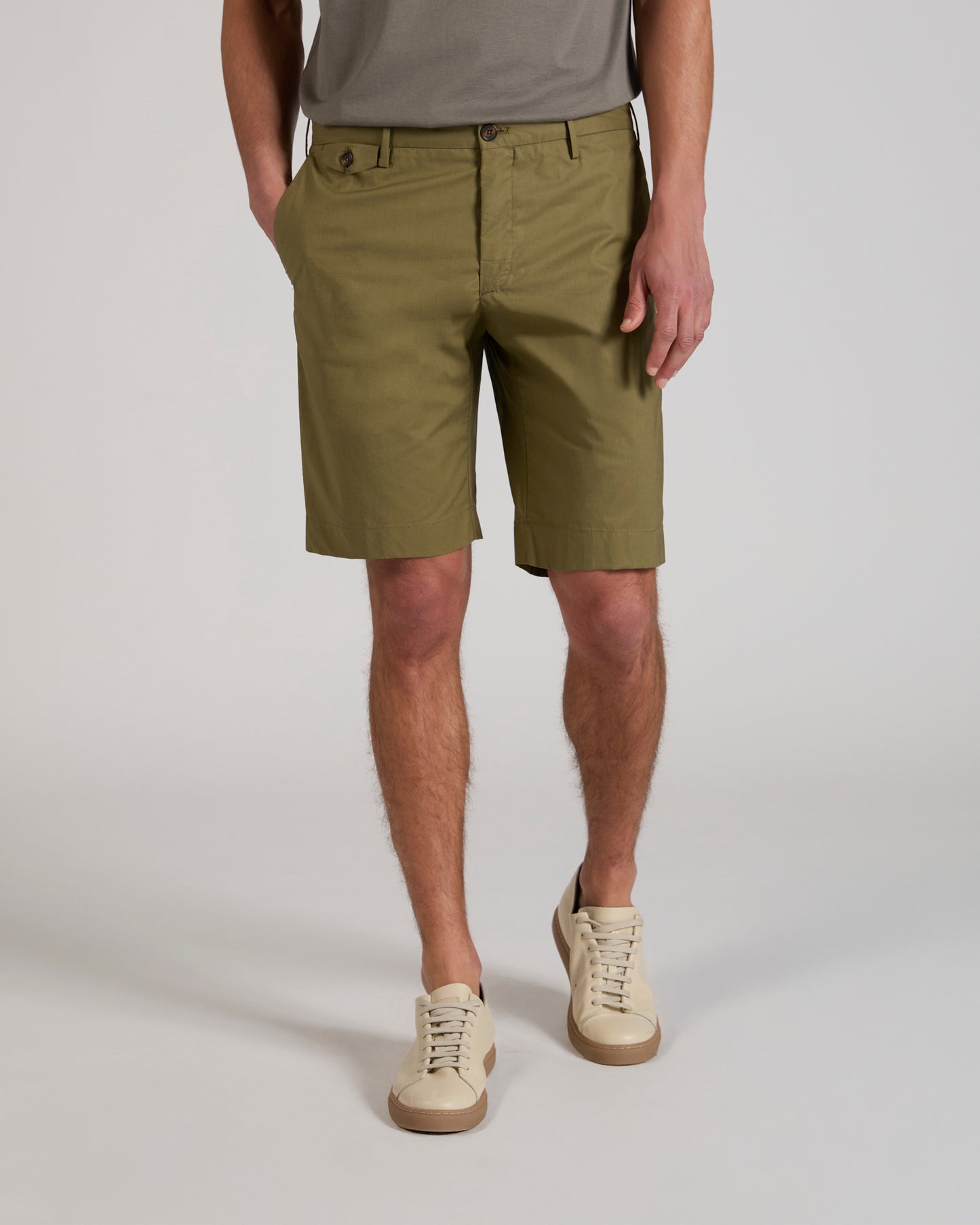 Slim fit cotton poplin Bermuda shorts