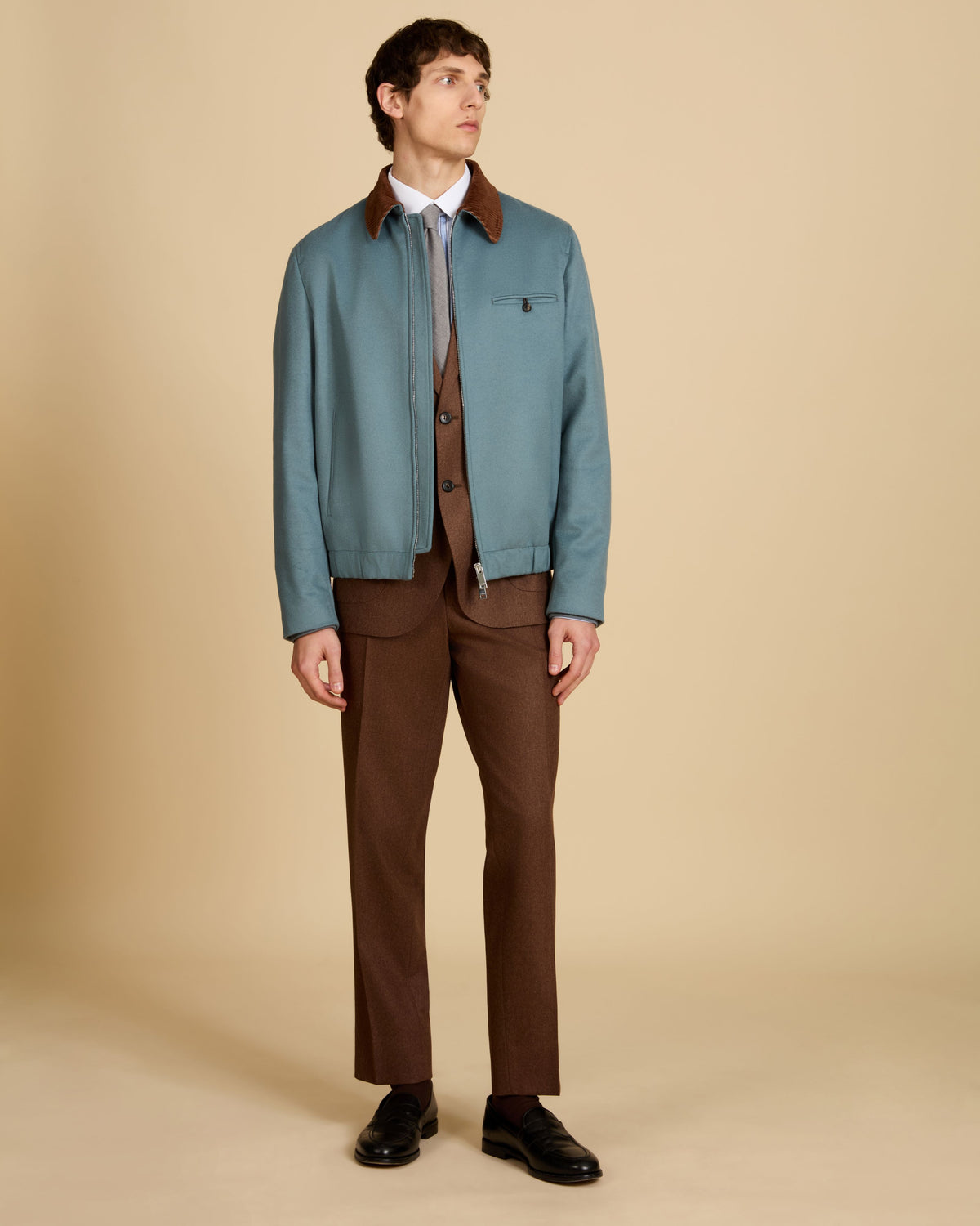 Jacke Slim Fit aus Woll- und Kaschmirflanell