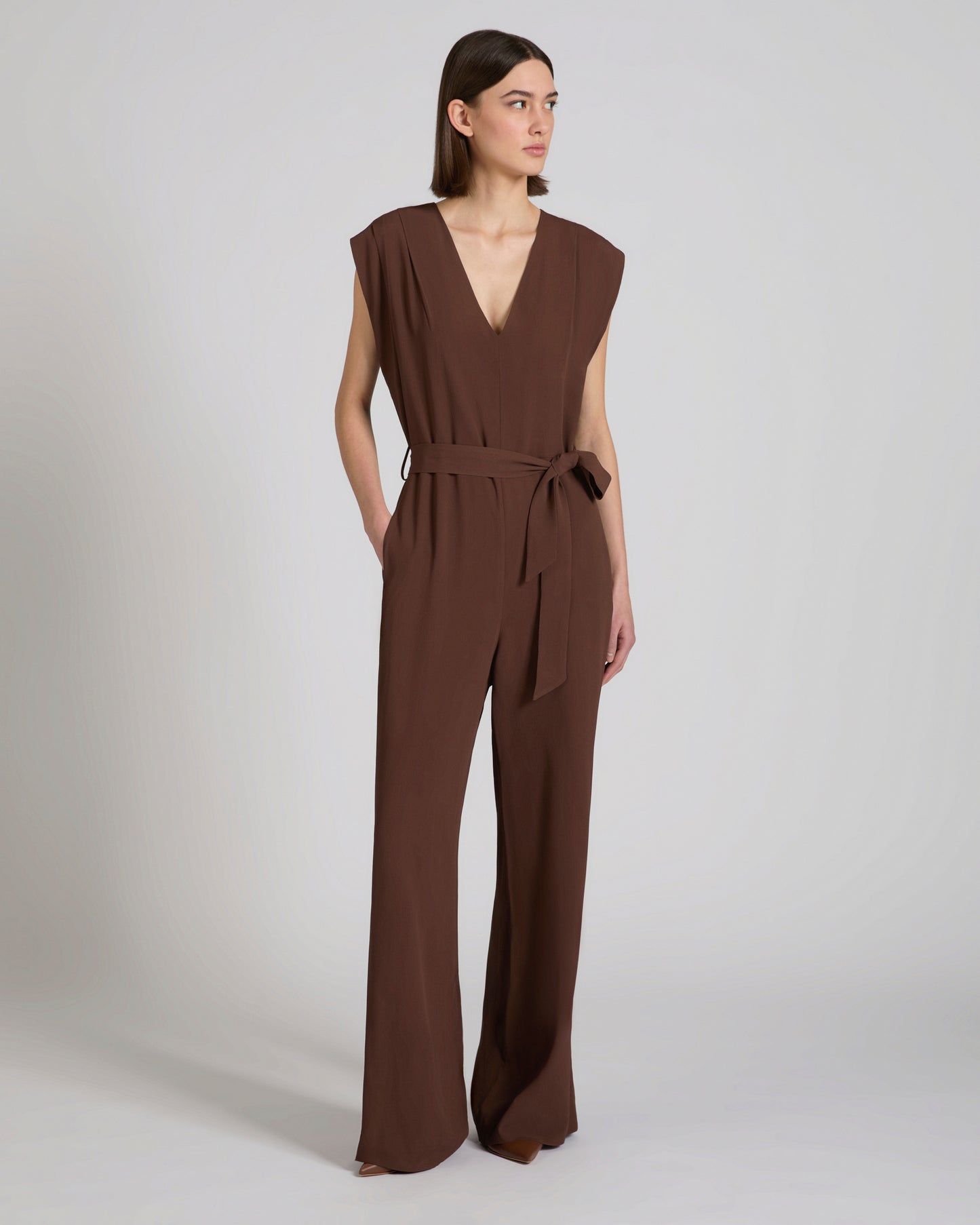 Jumpsuit in silk-blend crêpe de chine