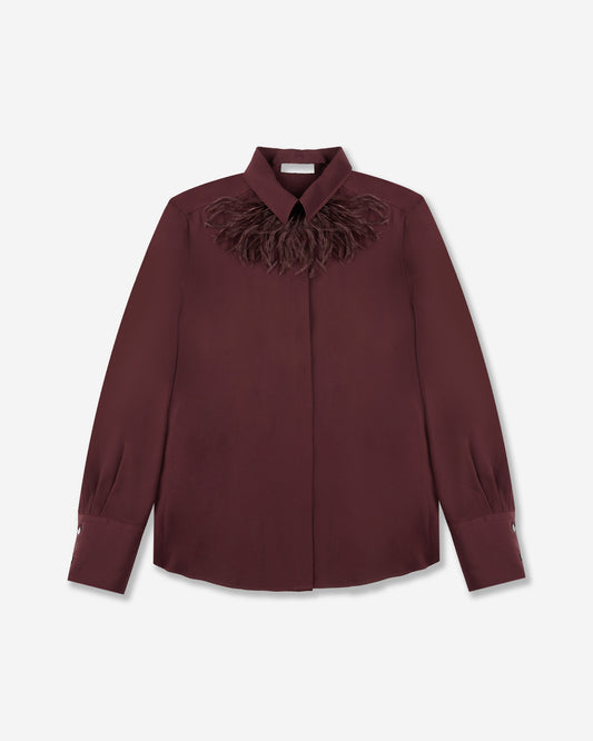 シルククレープデシンとアセテート・スリムフィットブラウス