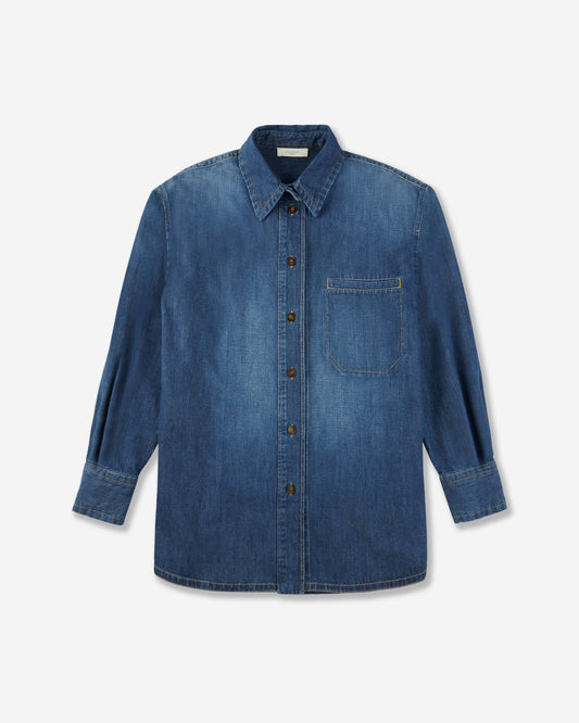 コットンデニム・レギュラーフィットブラウス