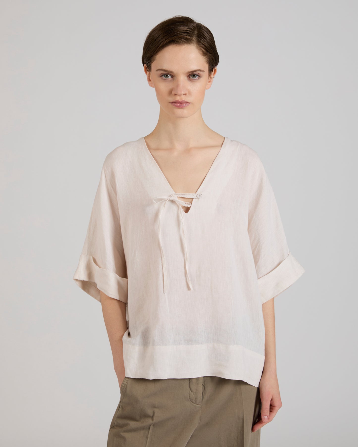 Wide fit linen shirt