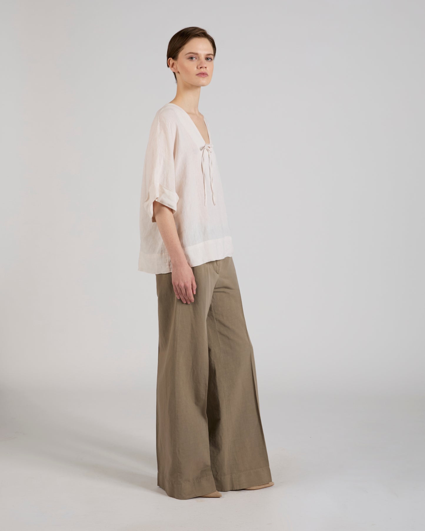 Wide fit linen shirt