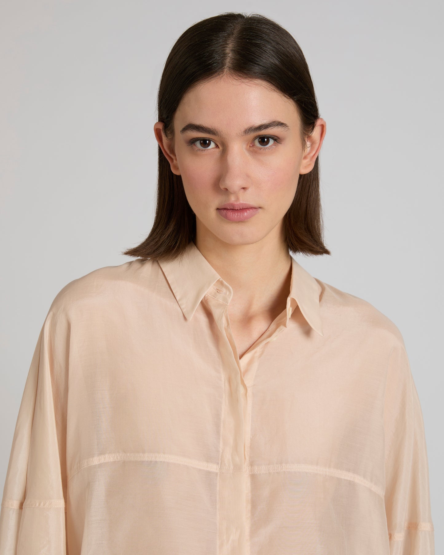Wide fit shirt in silk and cotton muslin