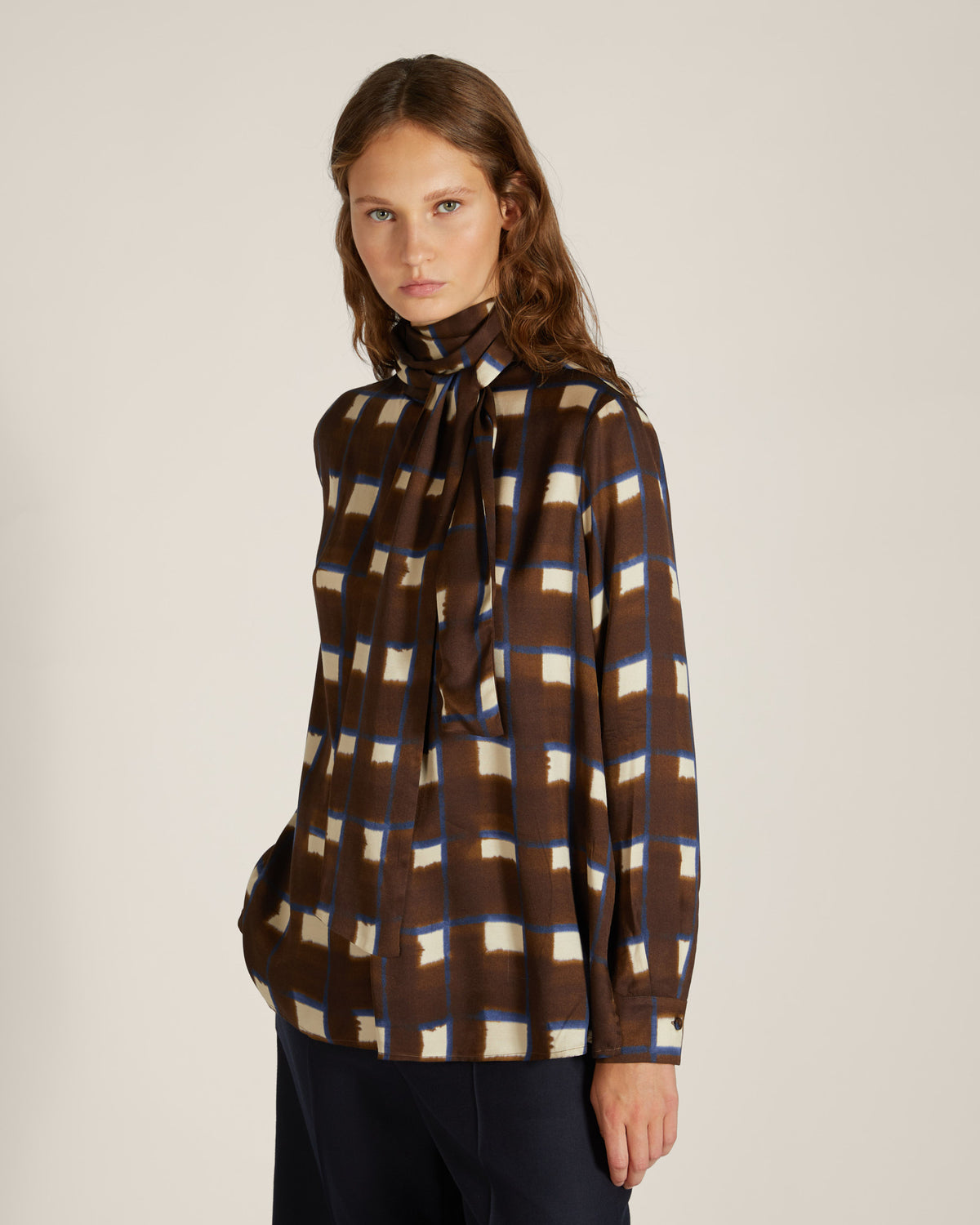 Regular fit printed viscose-twill blouse