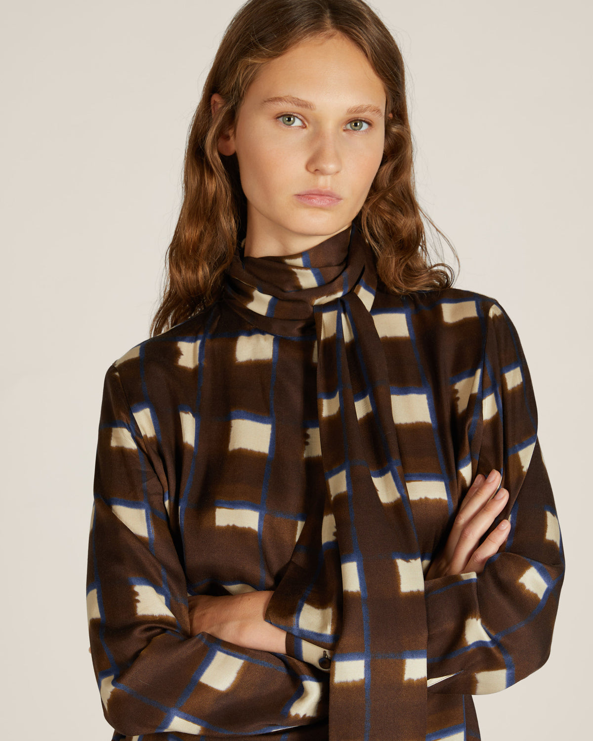 Regular fit printed viscose-twill blouse