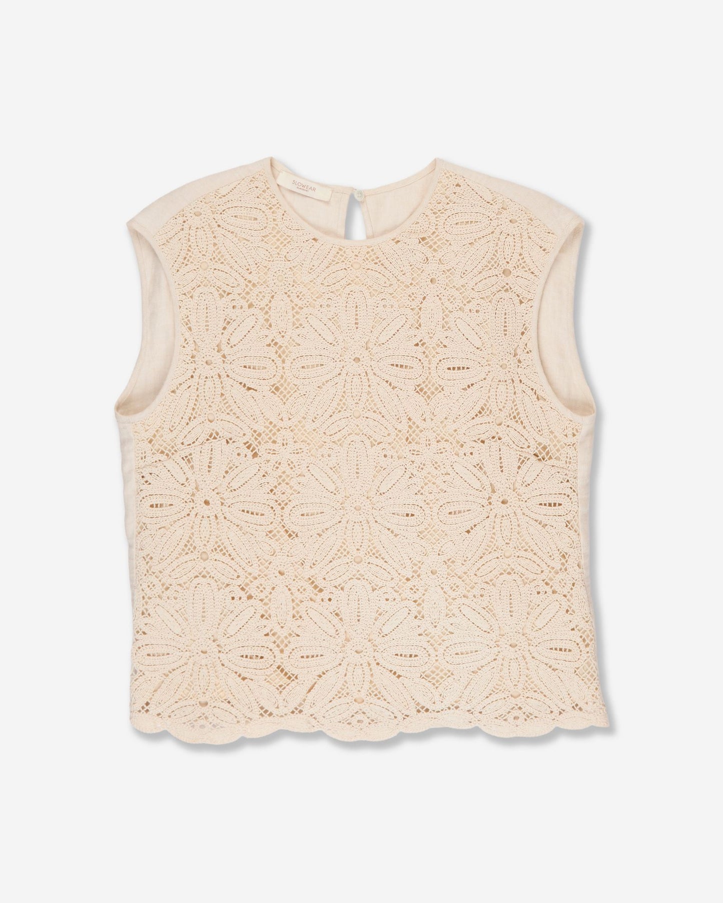 Glanshirt - Regular fit top in macramé lace - ivory