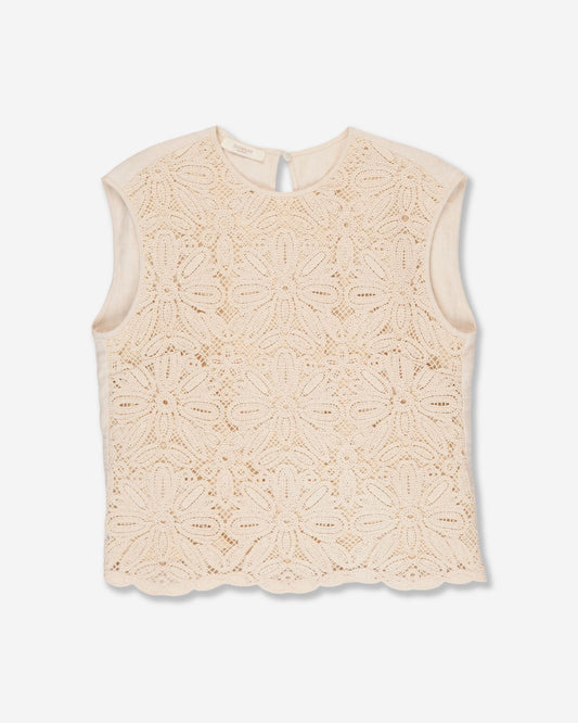 Glanshirt - Regular fit top in macramé lace - ivory