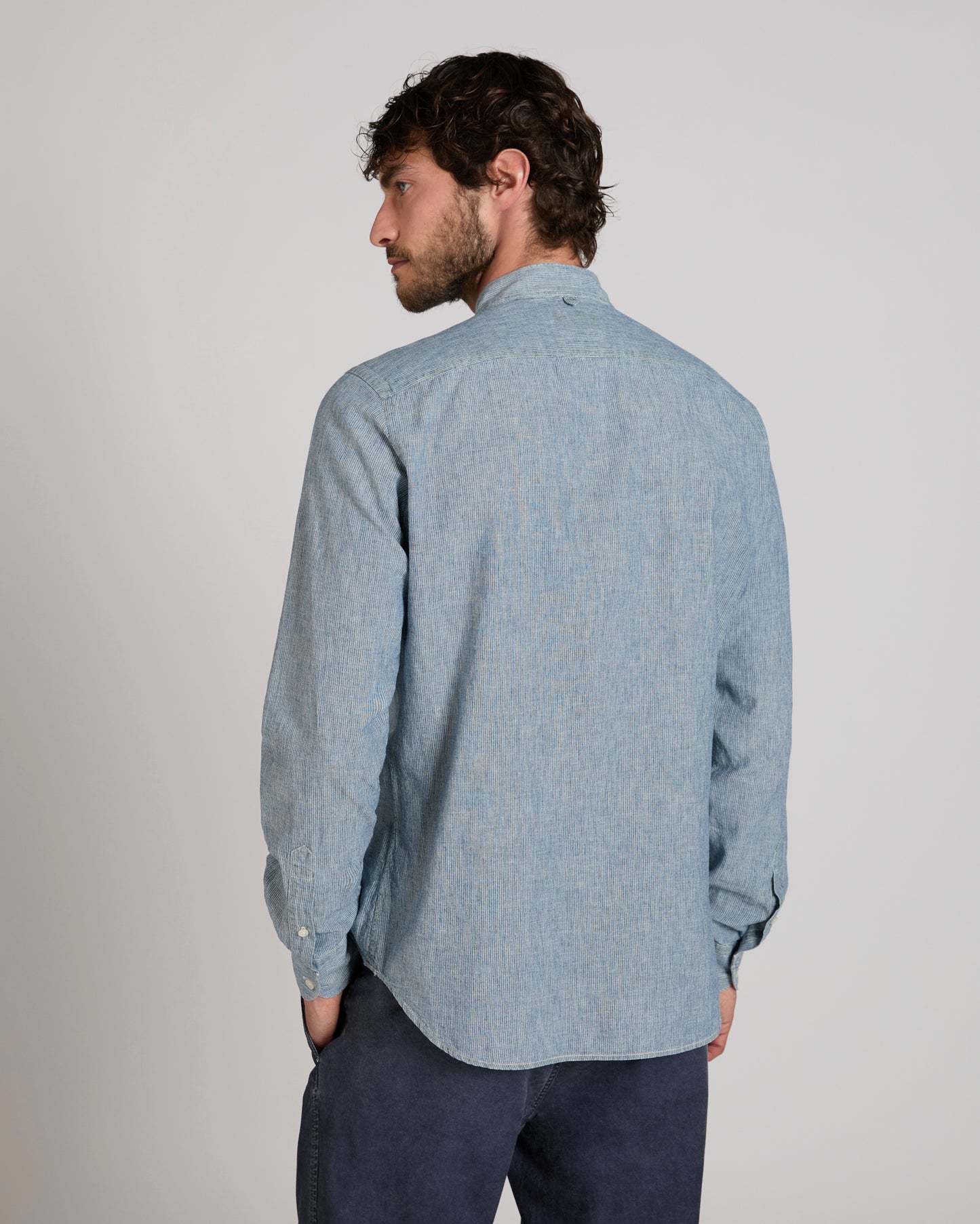 Regular fit linen and cotton shirt