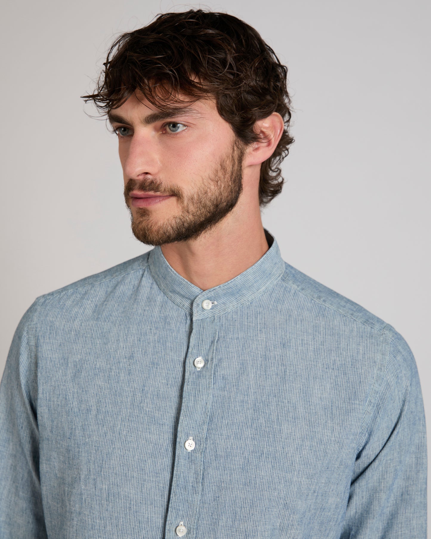 Regular fit linen and cotton shirt
