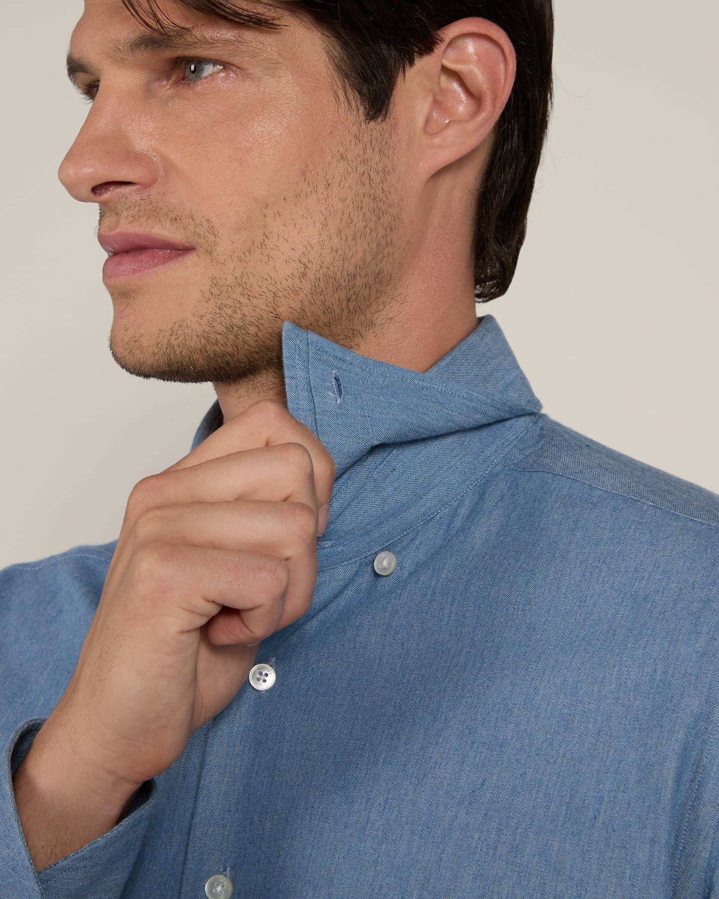 Camicia regular fit in twill effetto denim
