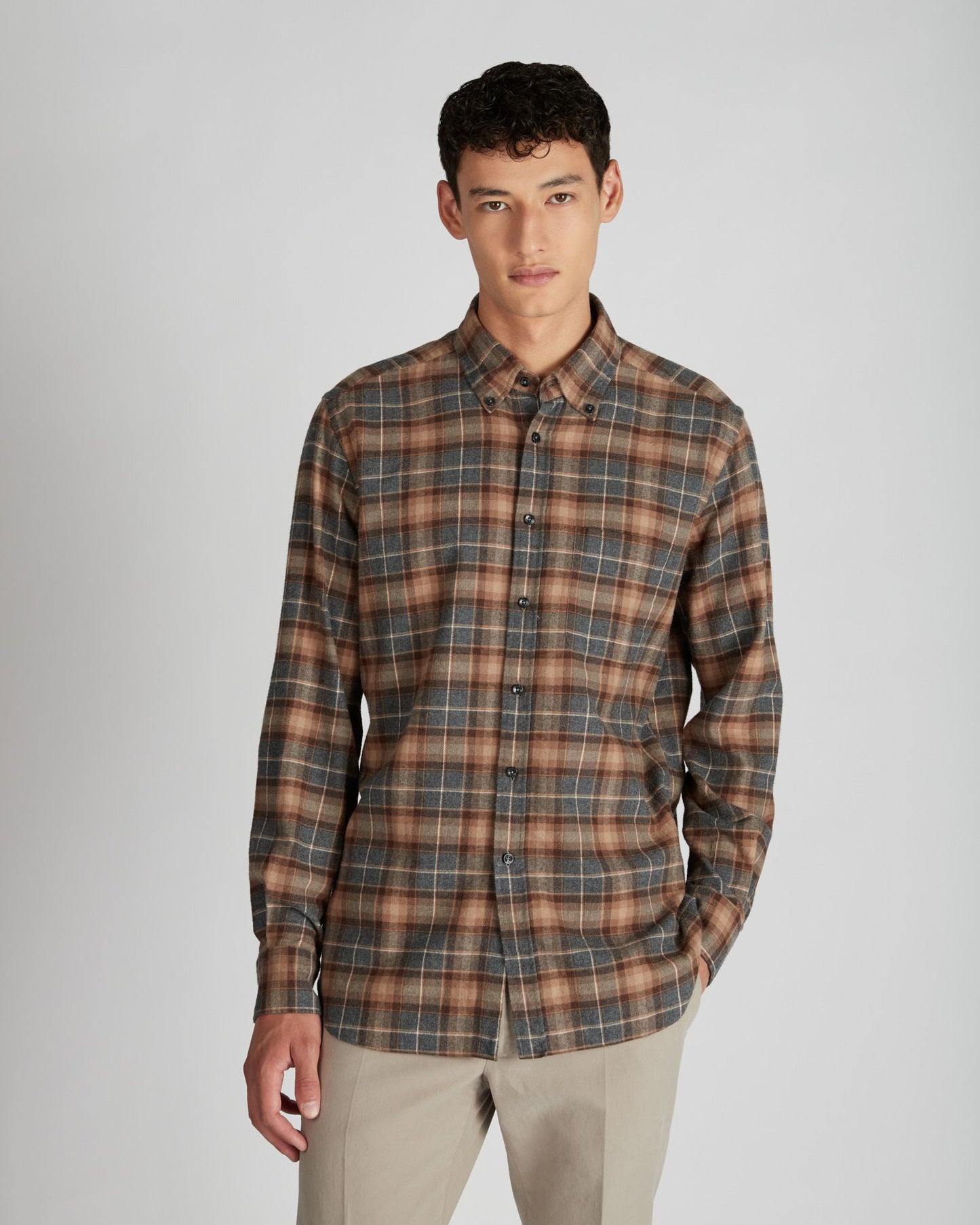 Regular fit cotton flannel shirt