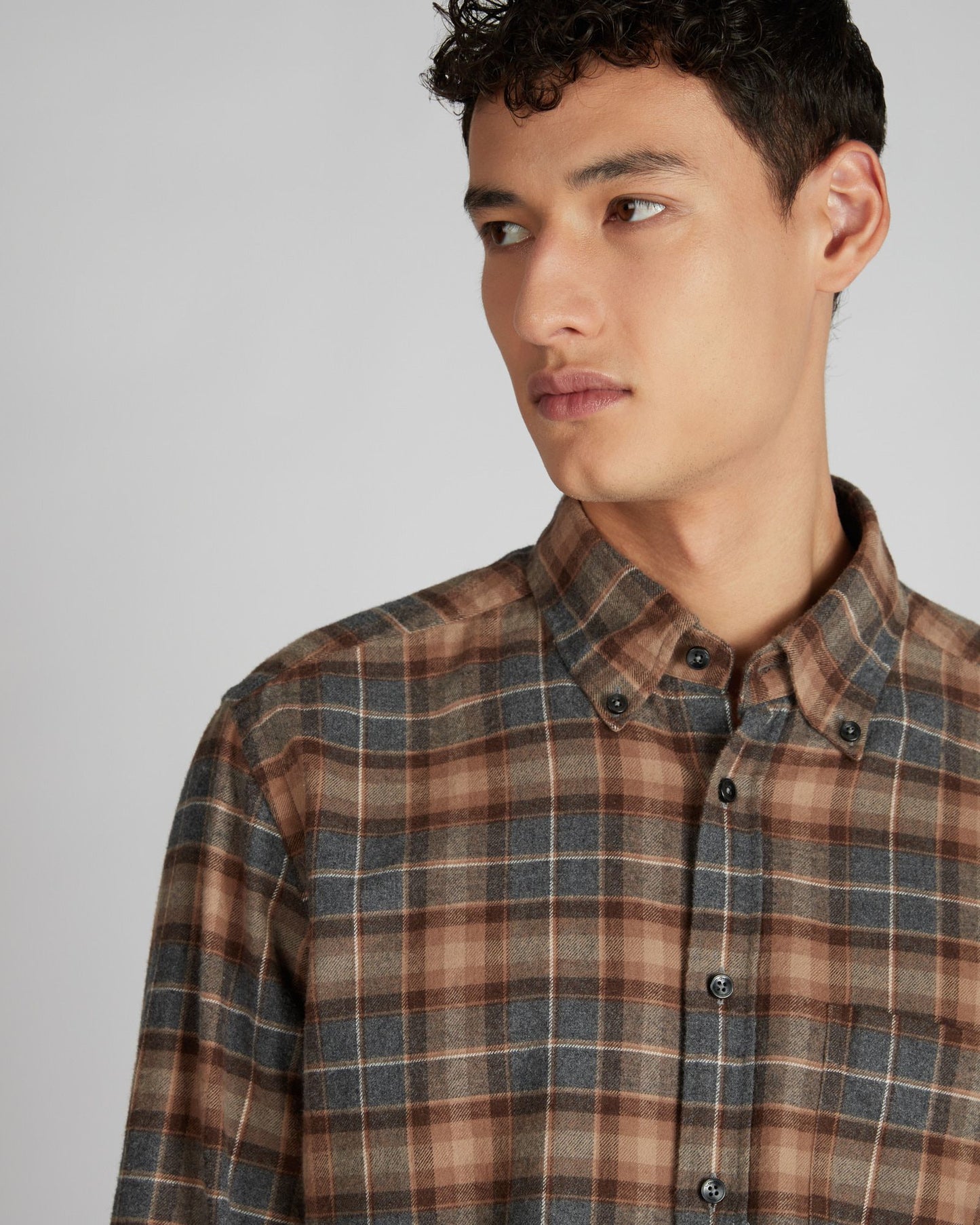 Regular fit cotton flannel shirt