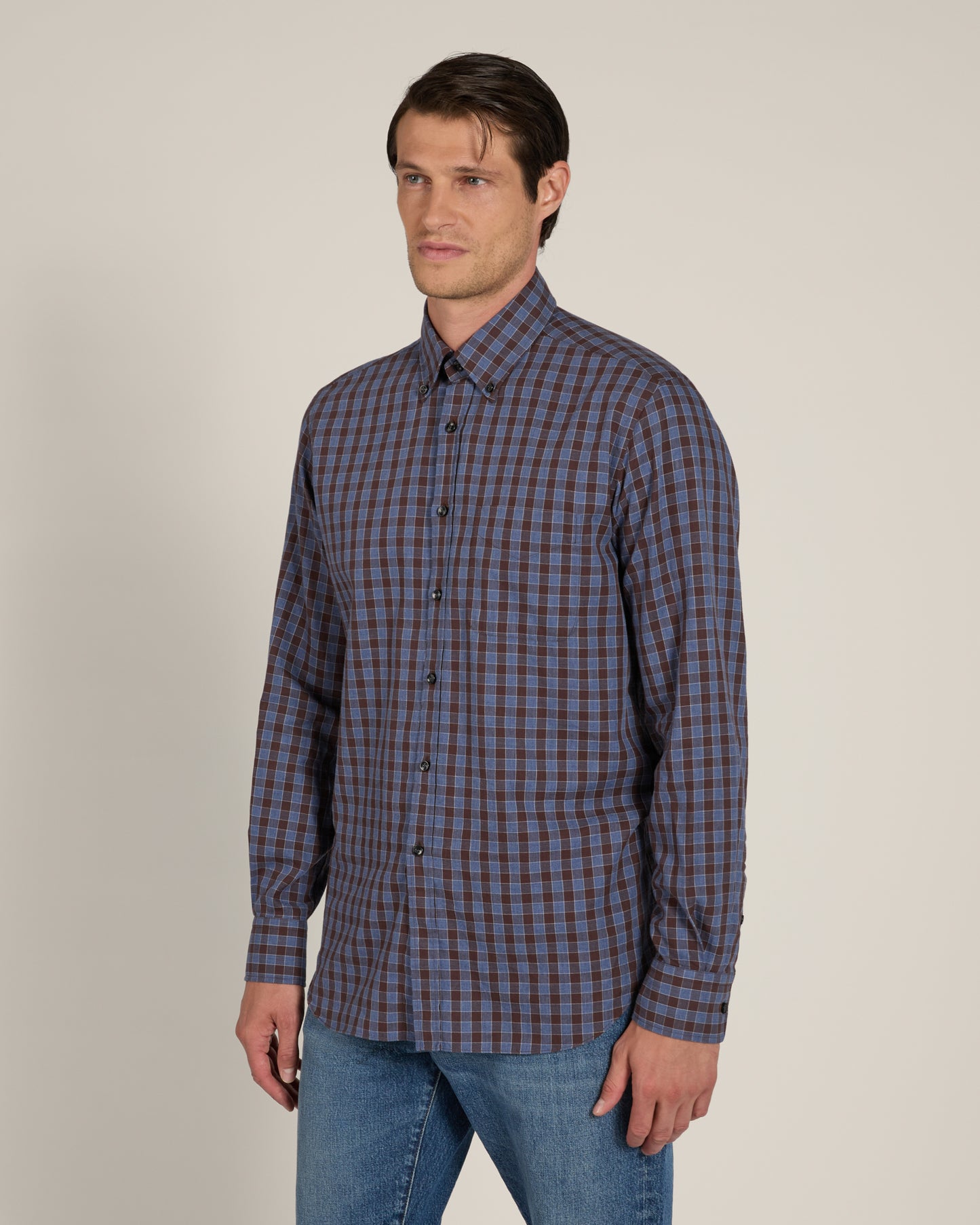 Casual-Fit Baumwollhemd mit Vichy-Karo