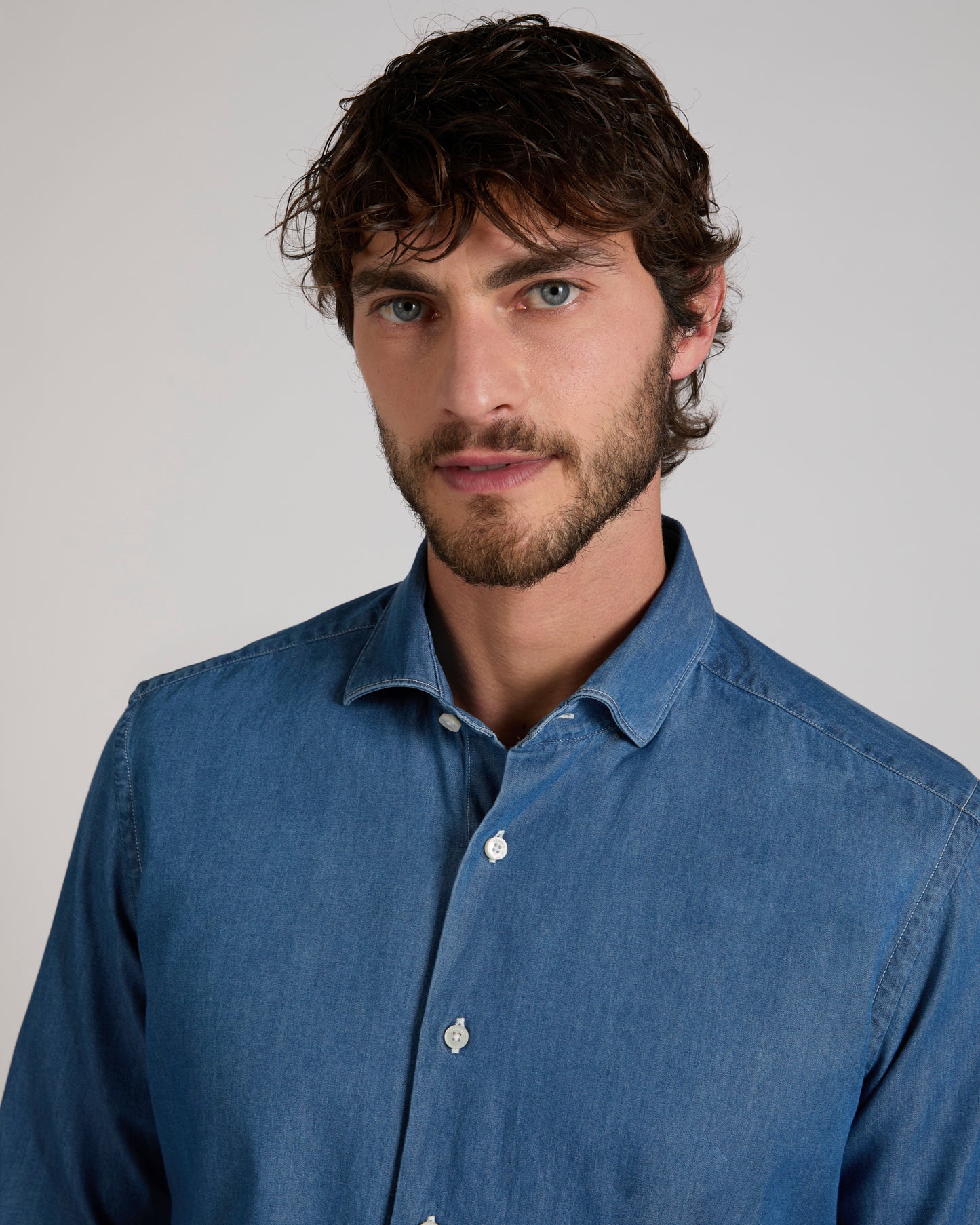 Hemd Slim Fit aus Denim-Baumwolle