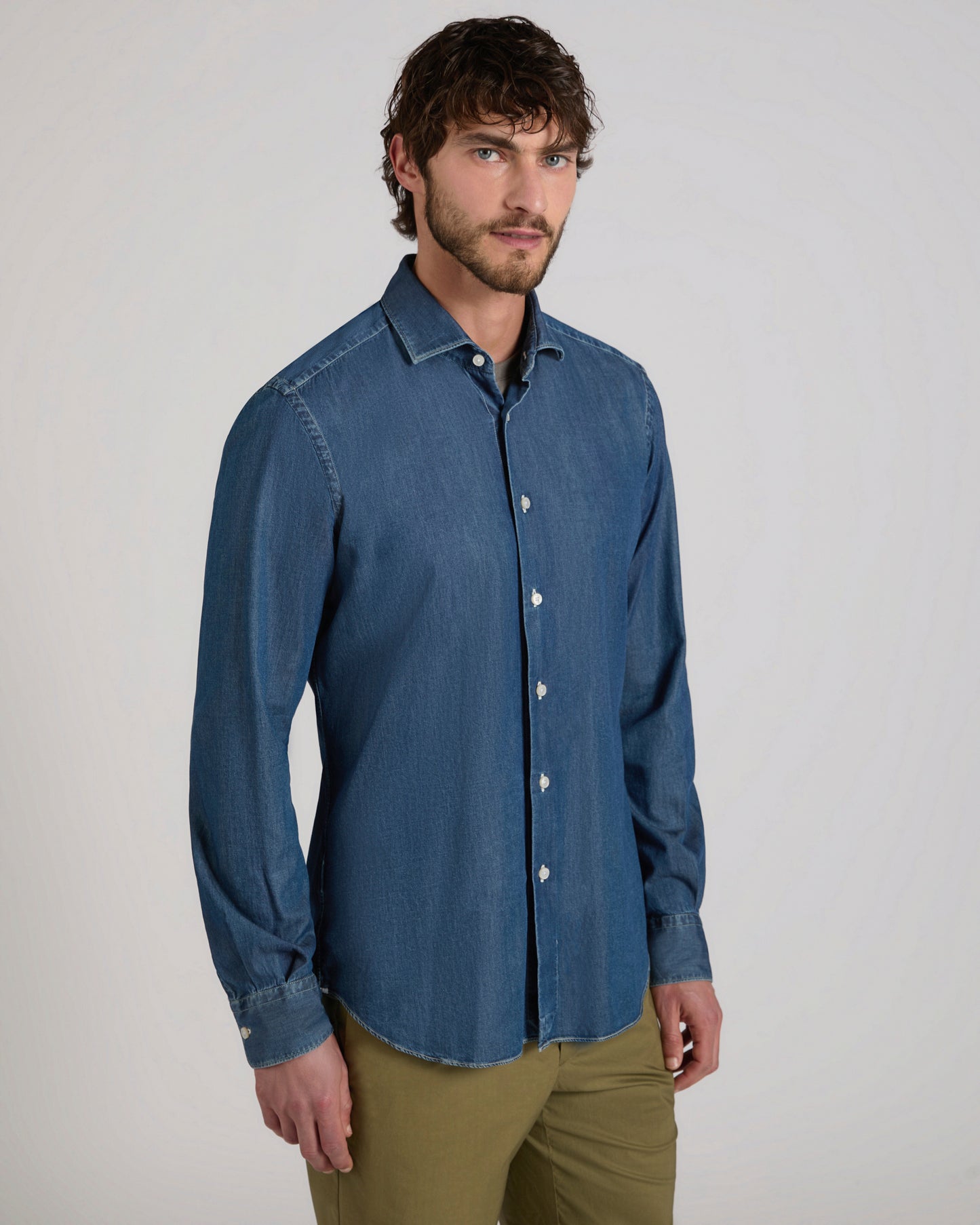 Slim fit denim cotton shirt