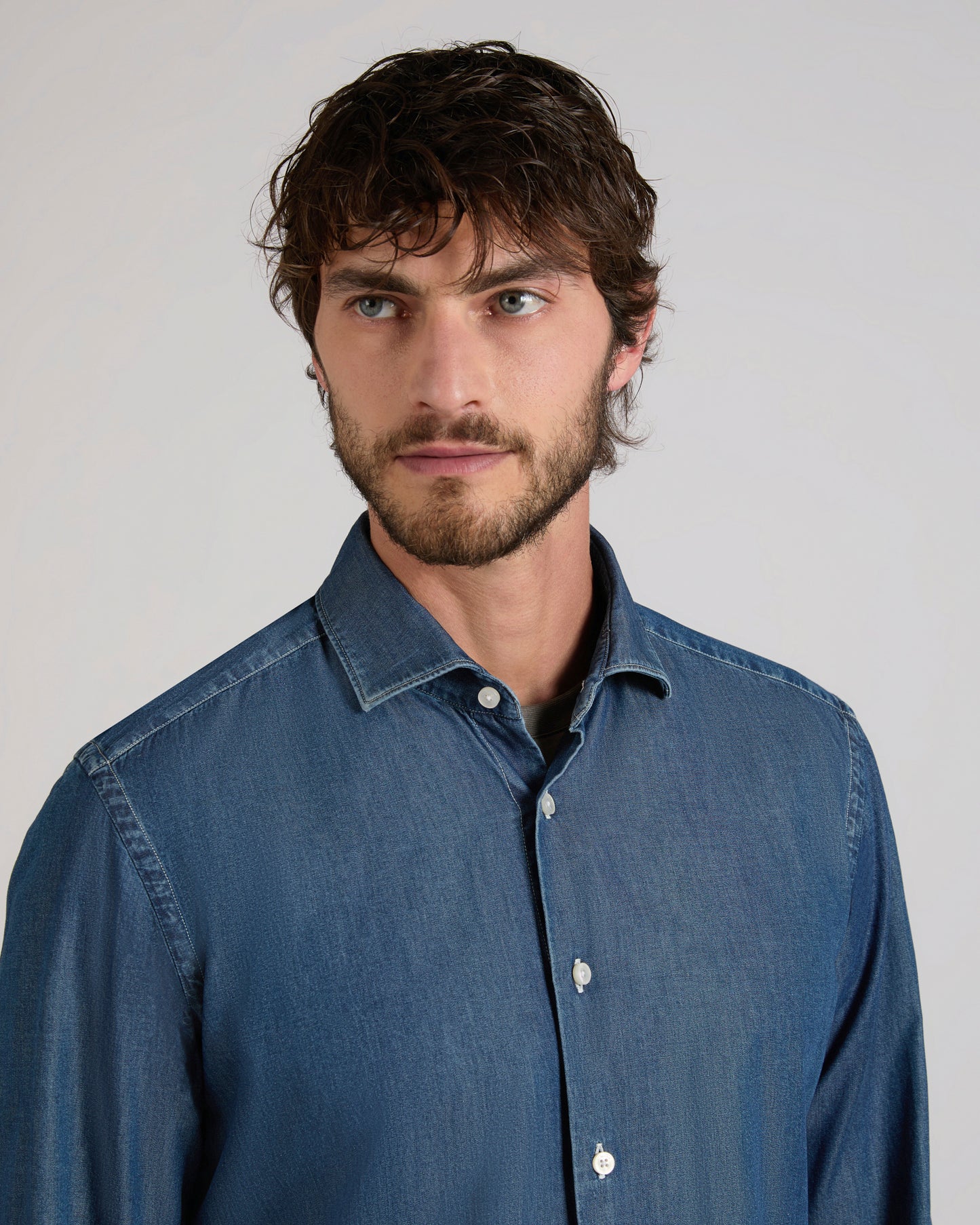 Slim fit denim cotton shirt