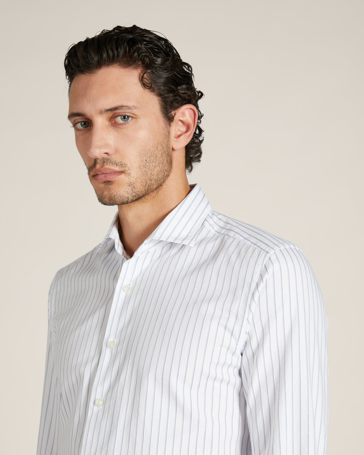 Gestreiftes Baumwollhemd Slim Fit
