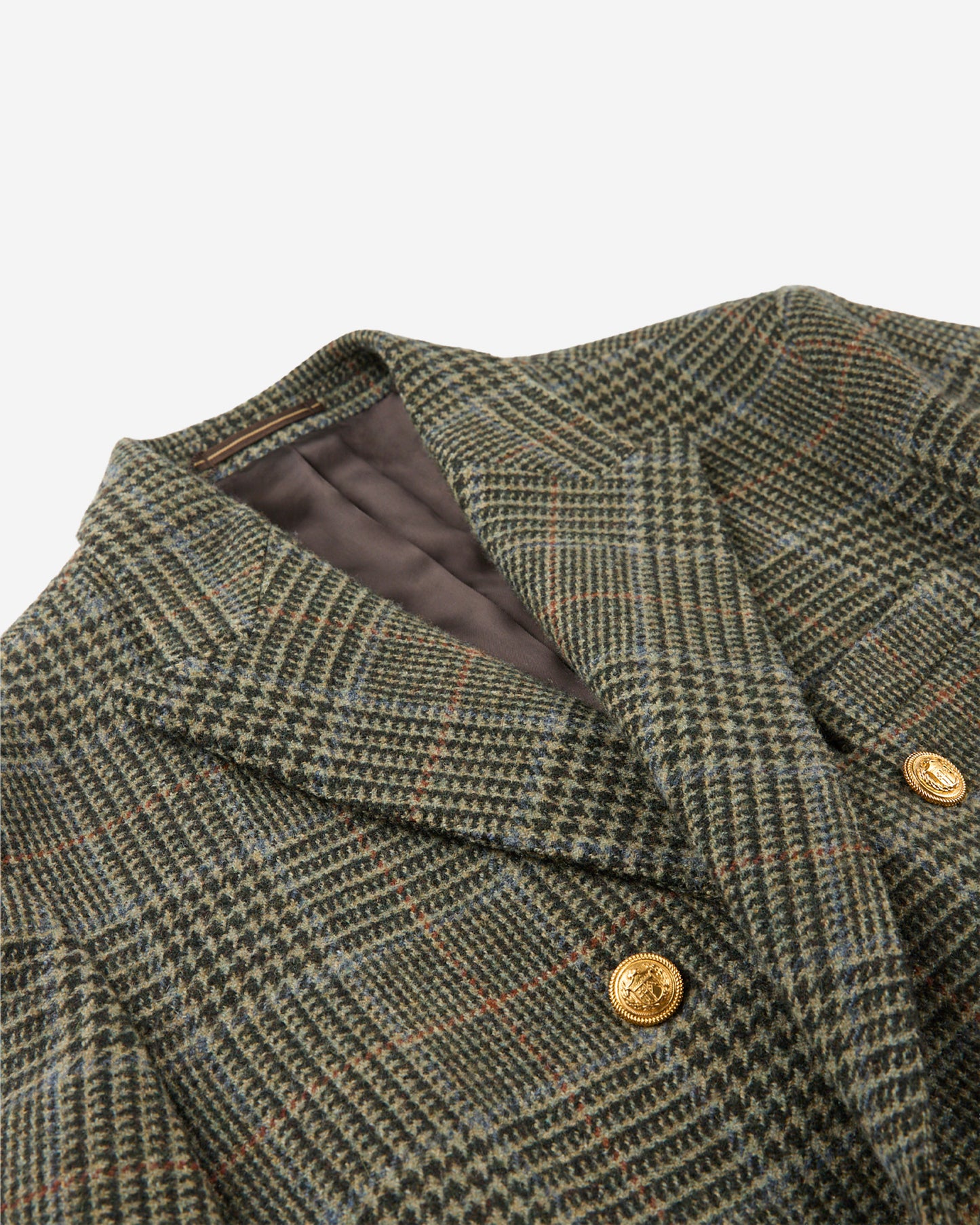Slim fit double-breasted Prince of Wales wool jacket