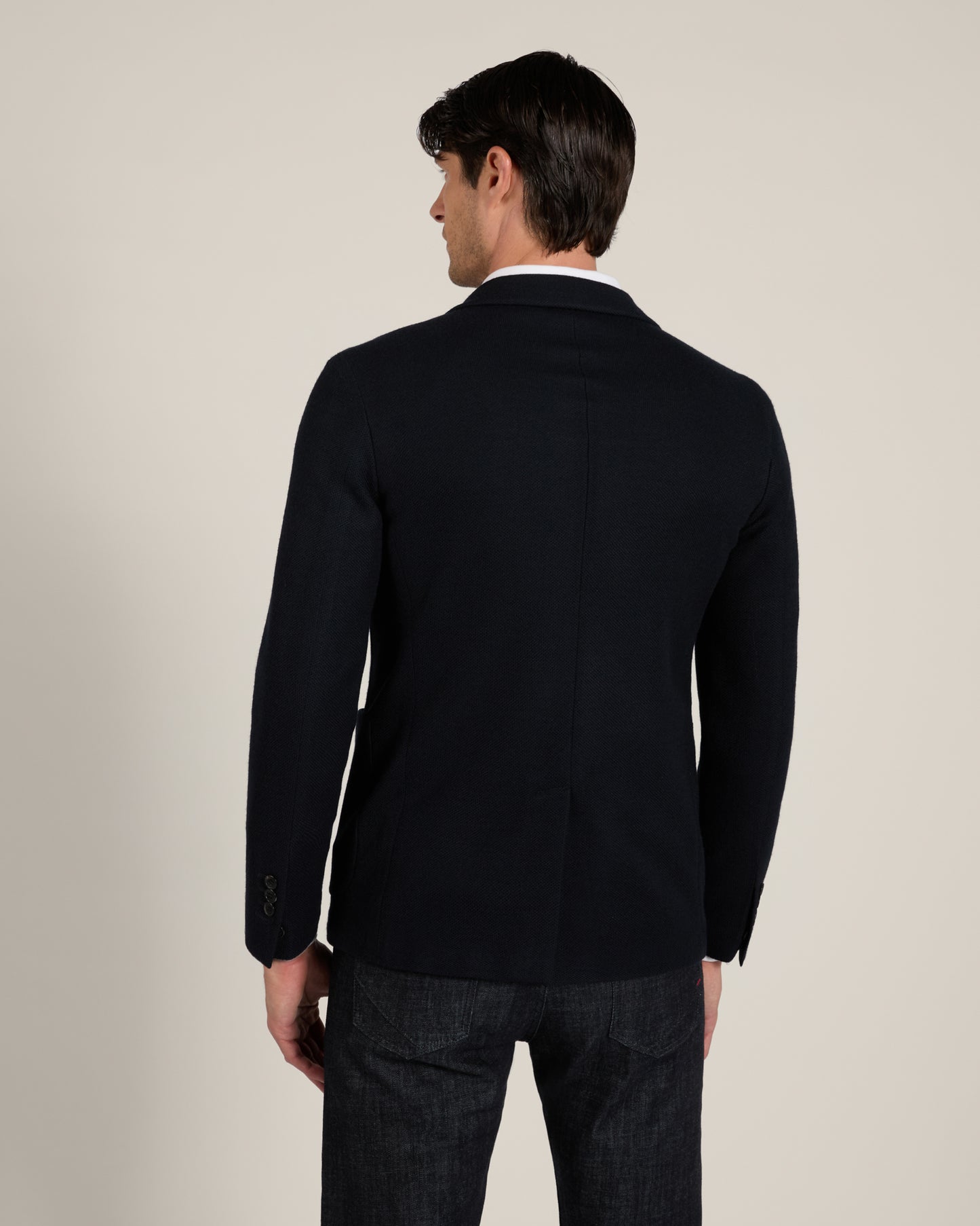 Giacca slim fit in jersey hopsack