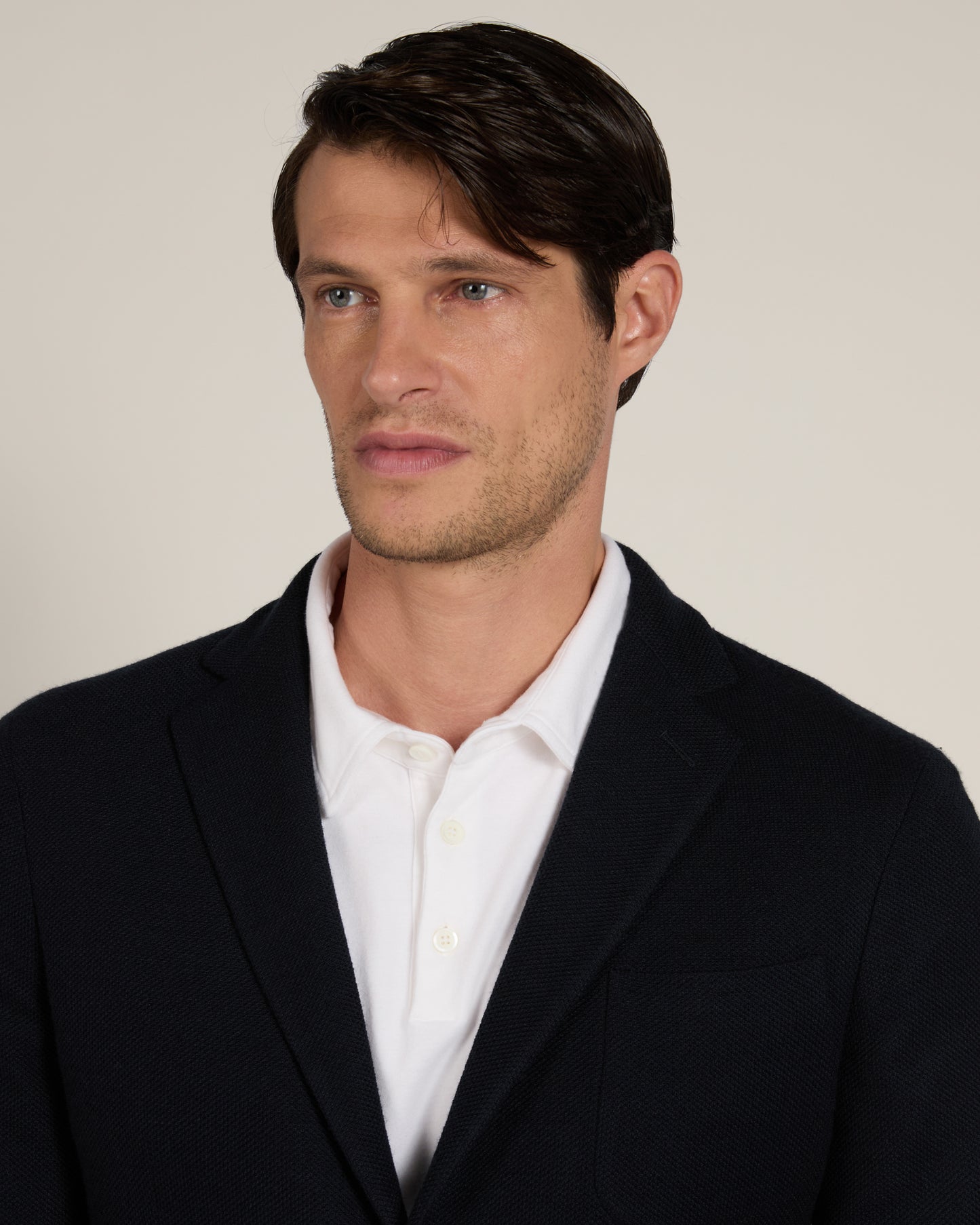Giacca slim fit in jersey hopsack
