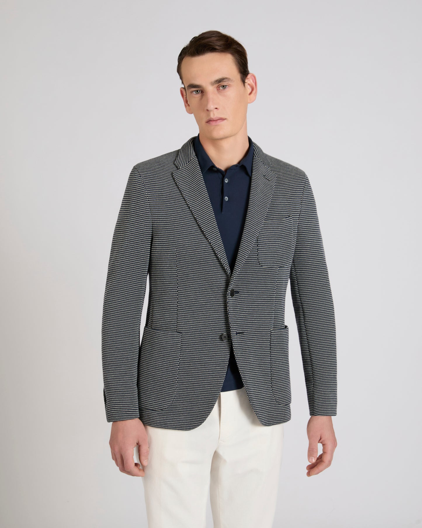 Slim fit micro-patterned jersey jacket