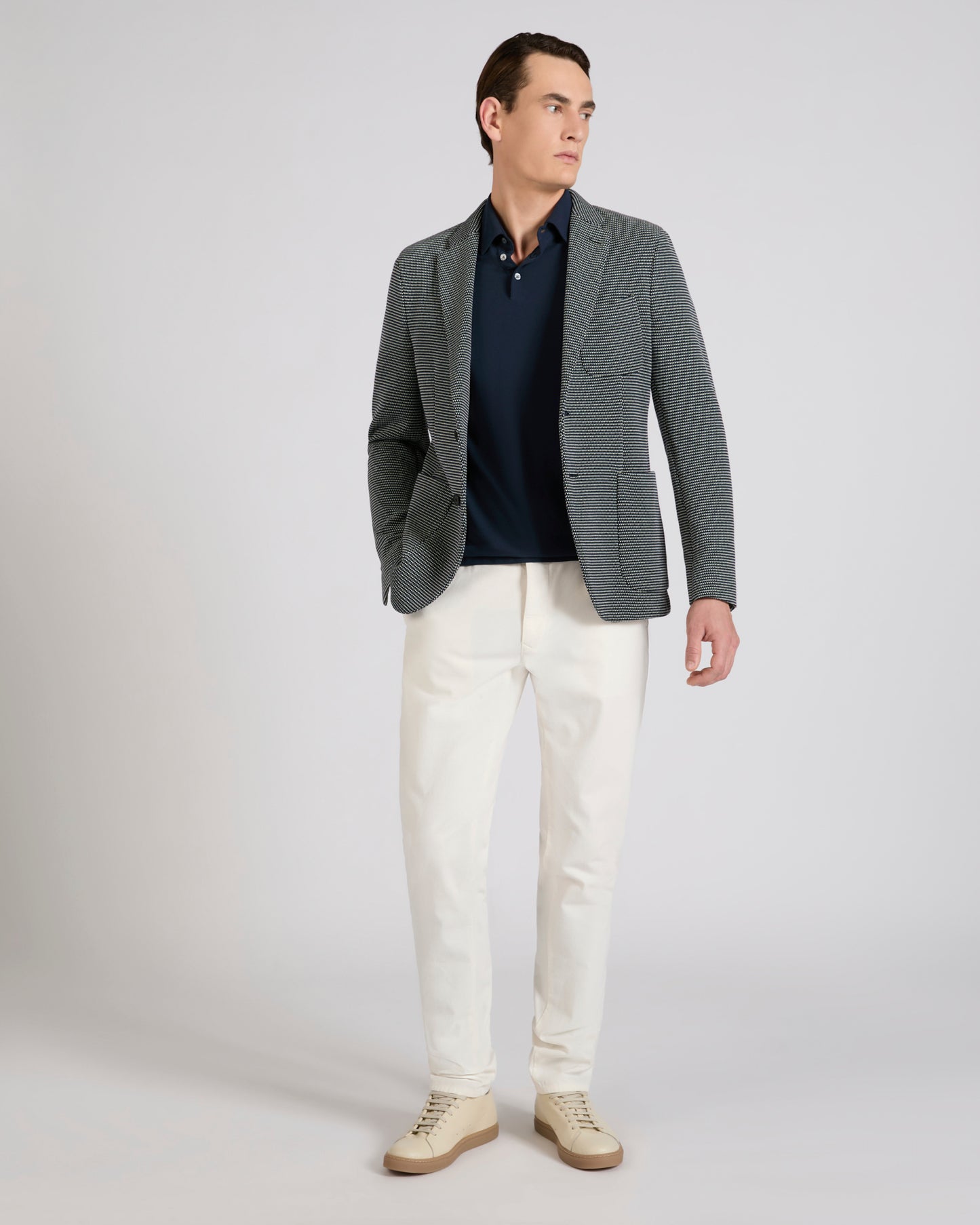 Slim fit micro-patterned jersey jacket
