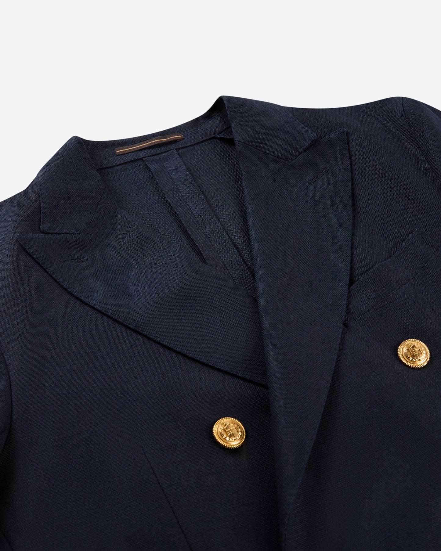 Regular fit stretch cotton and linen panama double-breasted jacket