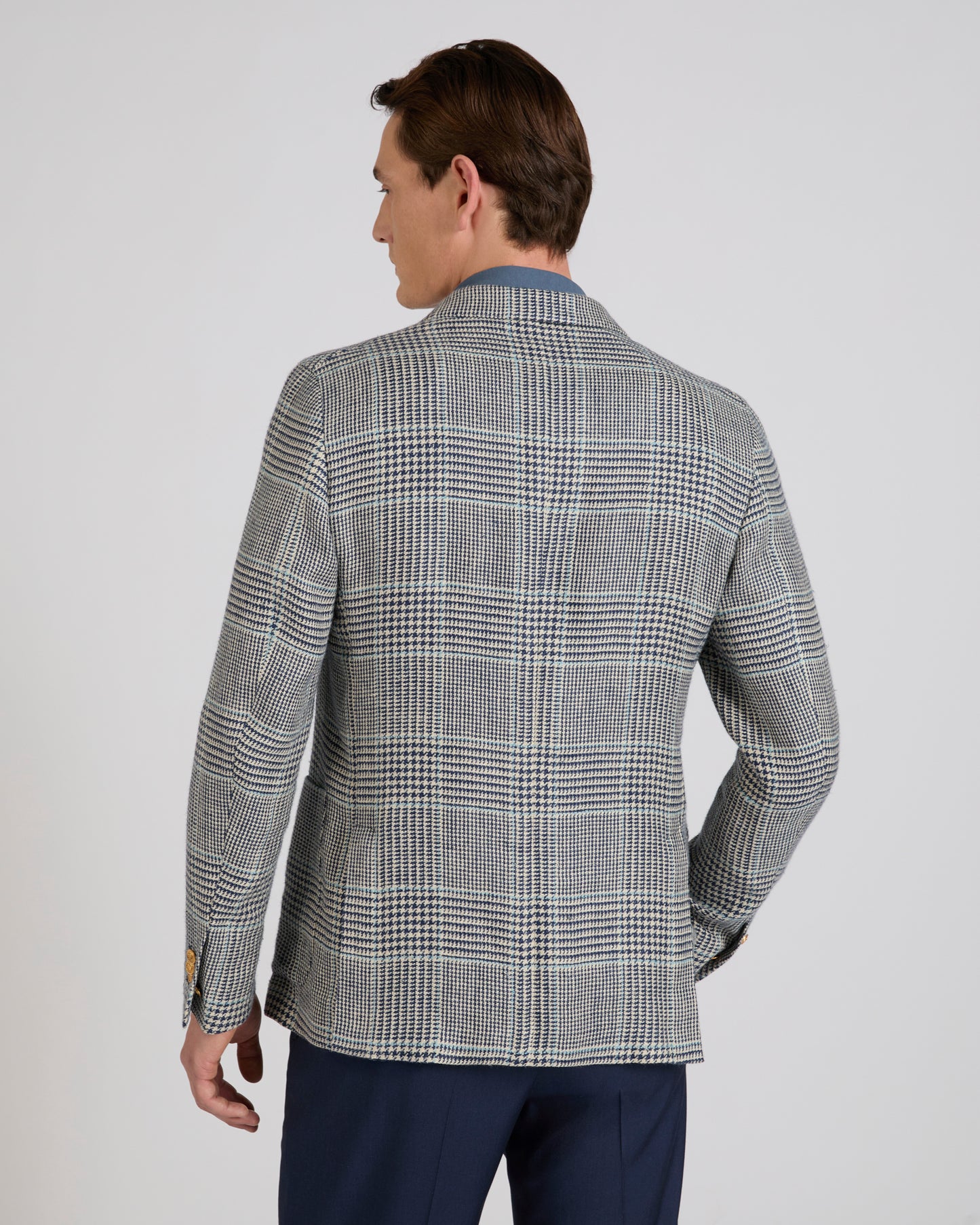 Doppiopetto regular fit in lino e seta