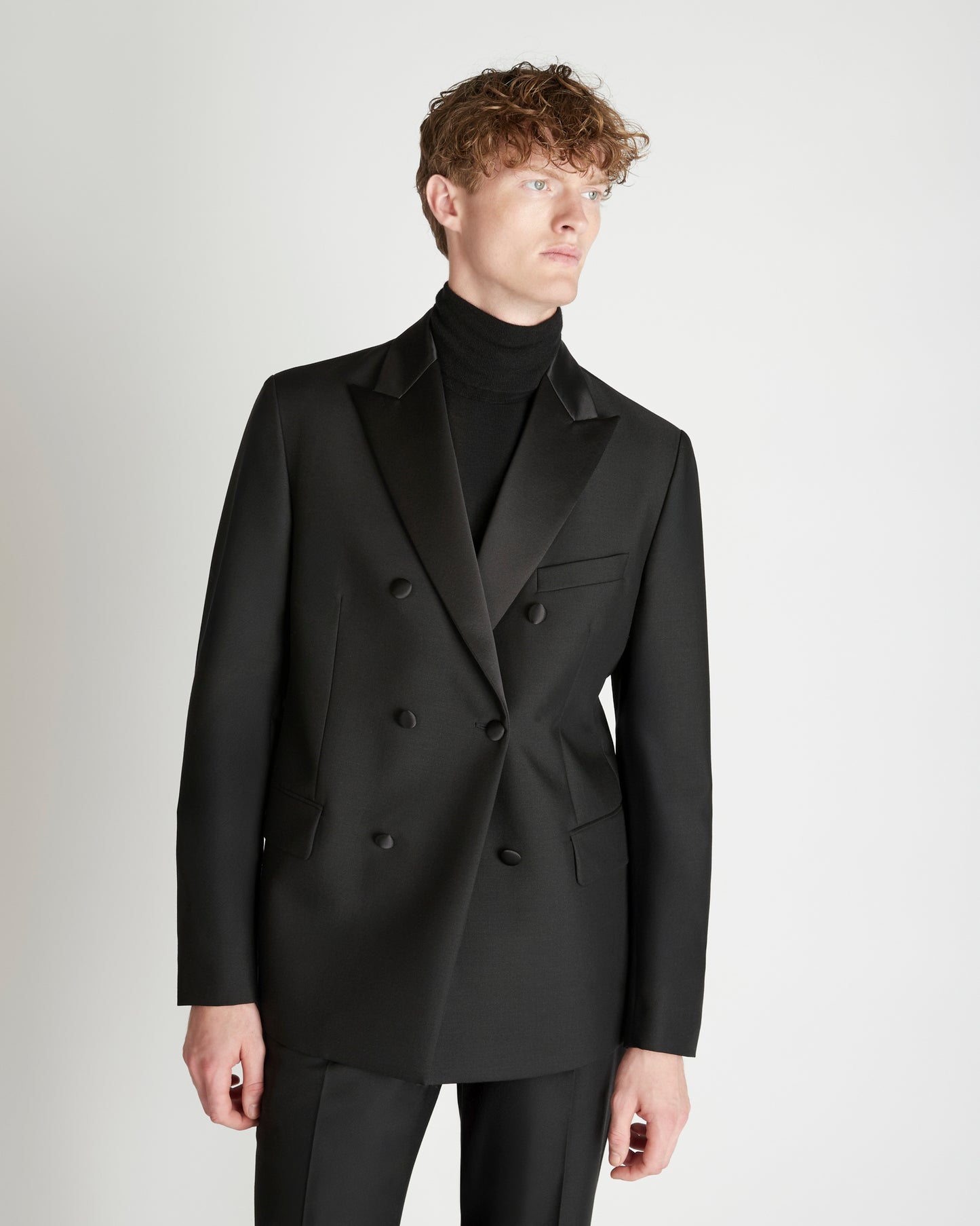 Giacca doppiopetto in twill di lana e Mohair