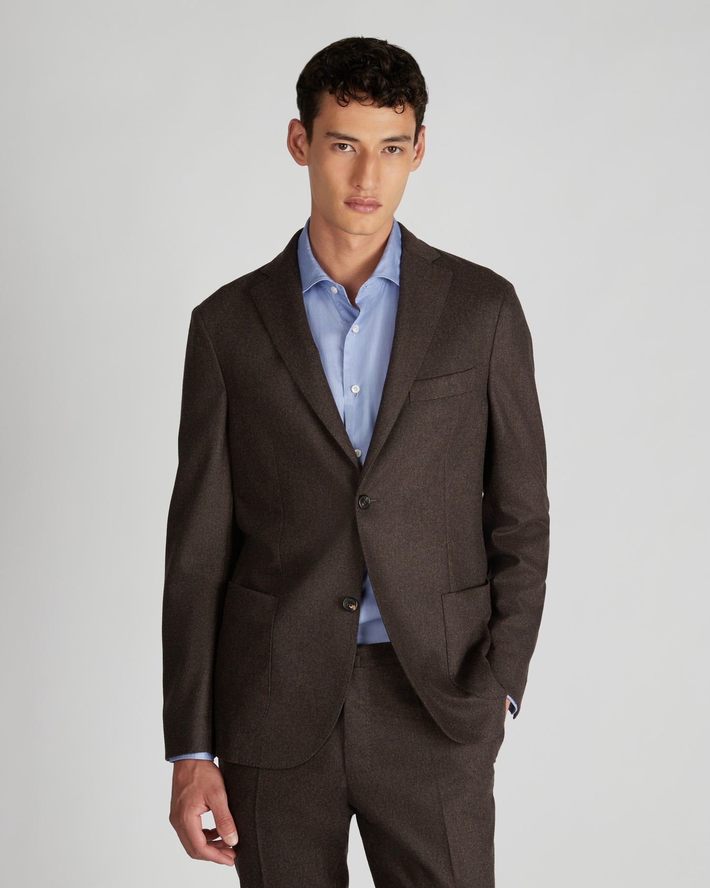 Slim fit wool and cashmere flannel jacket
