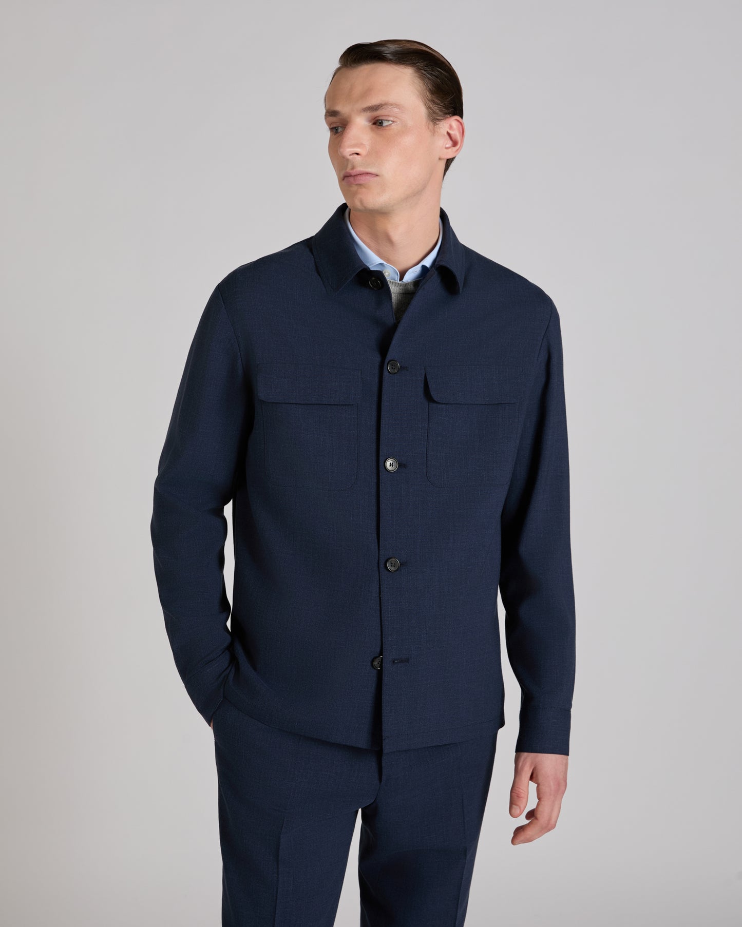 Wool, linen and silk overshirt