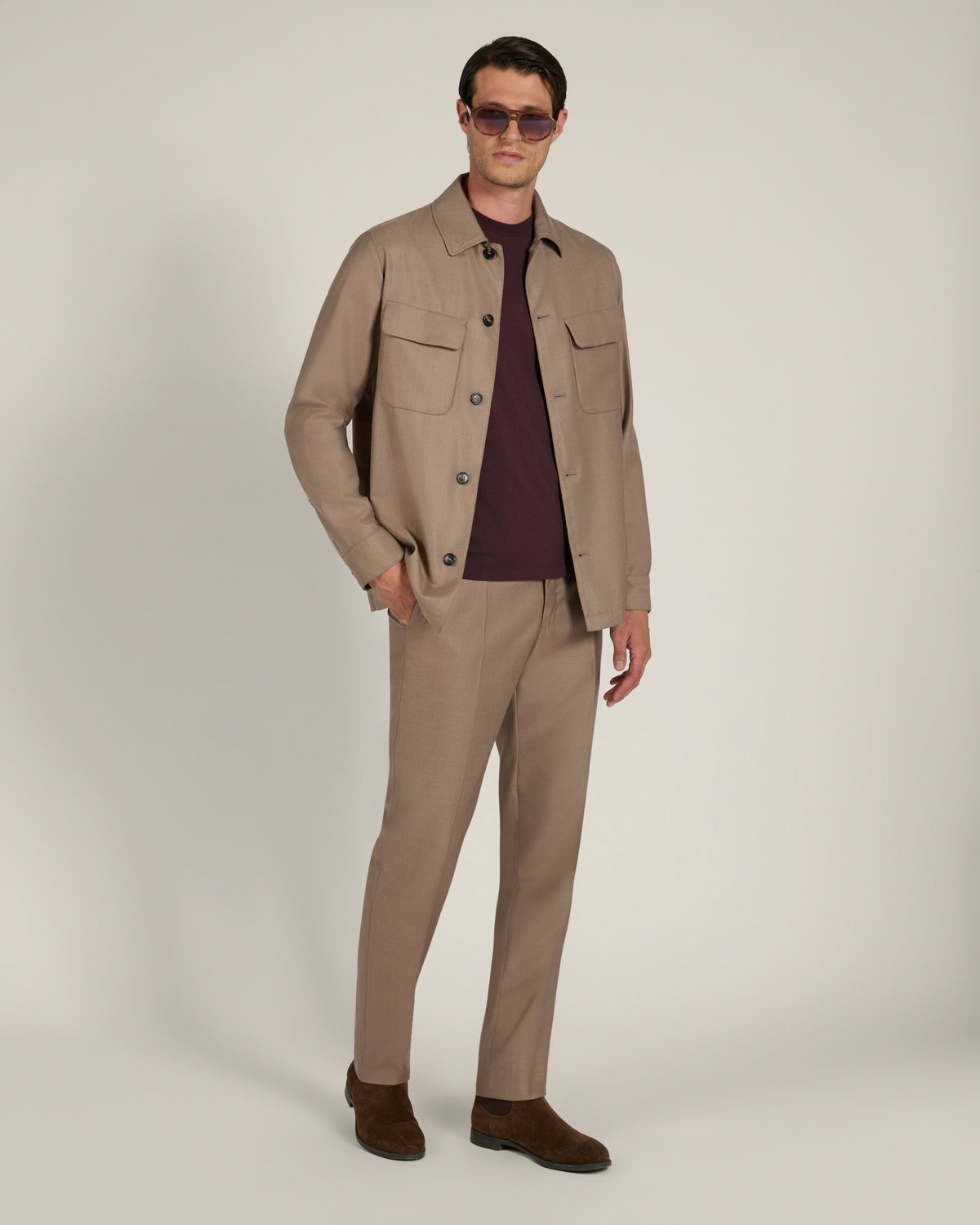Overshirt in twill di lana e seta