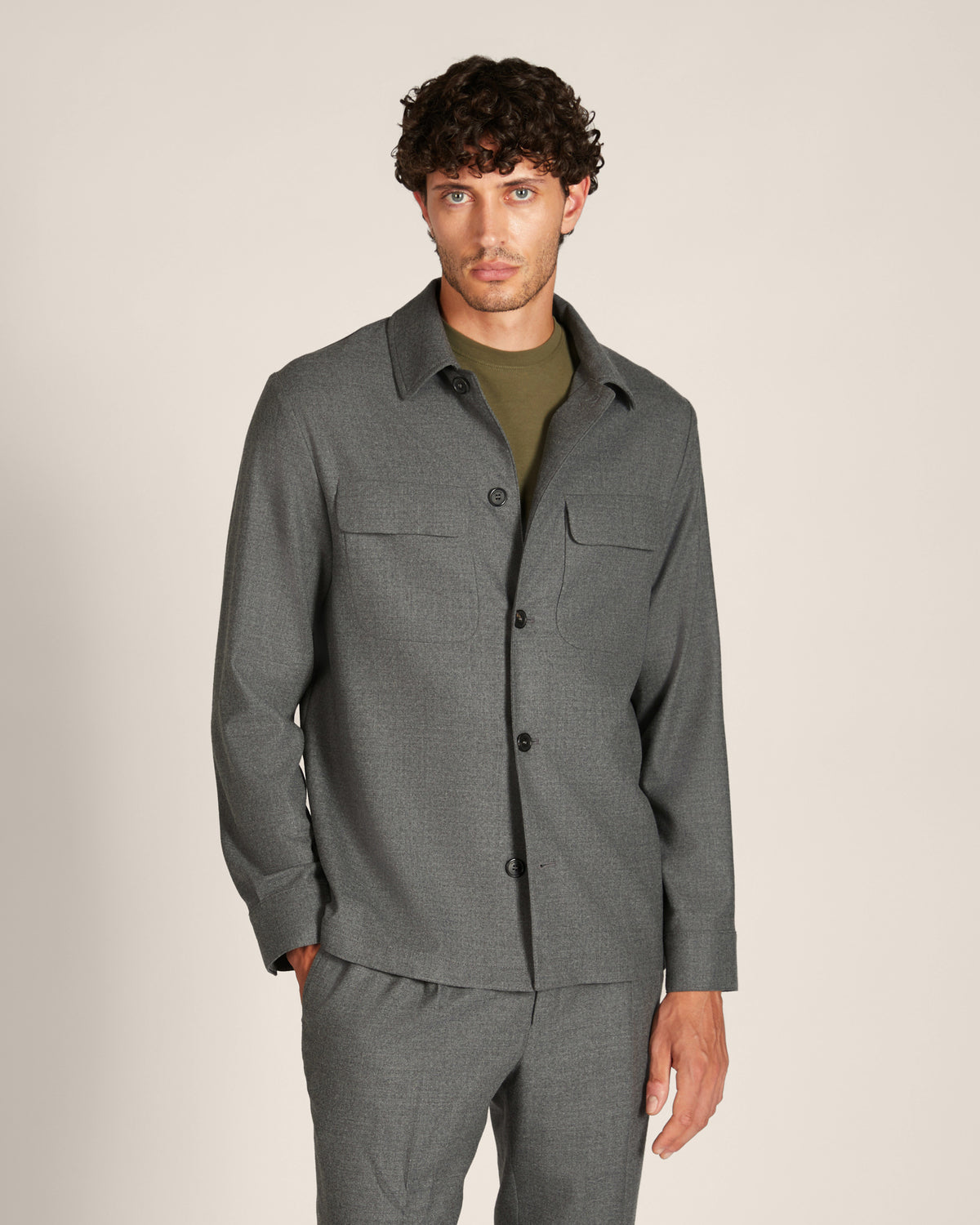 Overshirt aus Bi-Stretch-Wollflanell