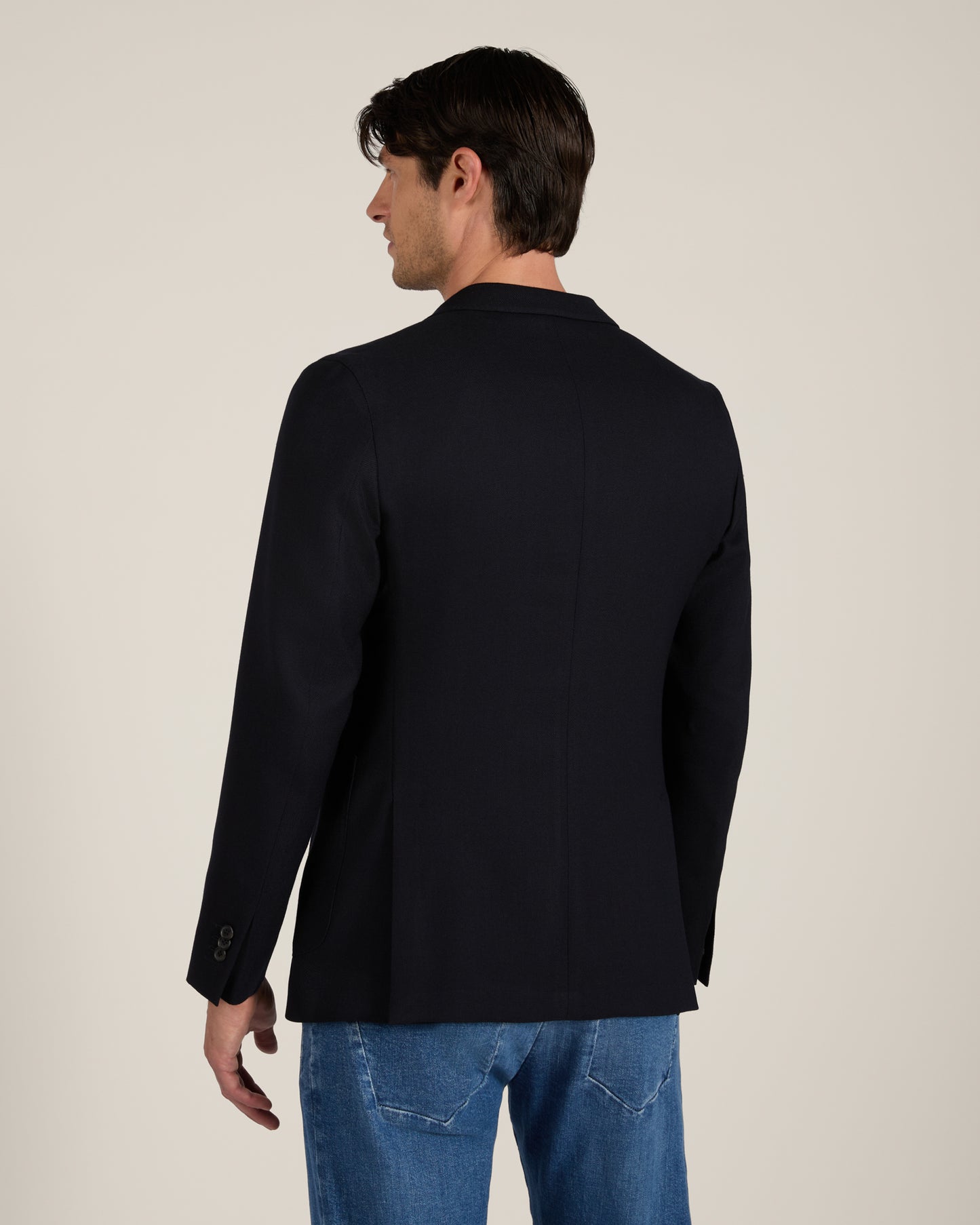 Blazer slim fit in hopsack di lana stretch