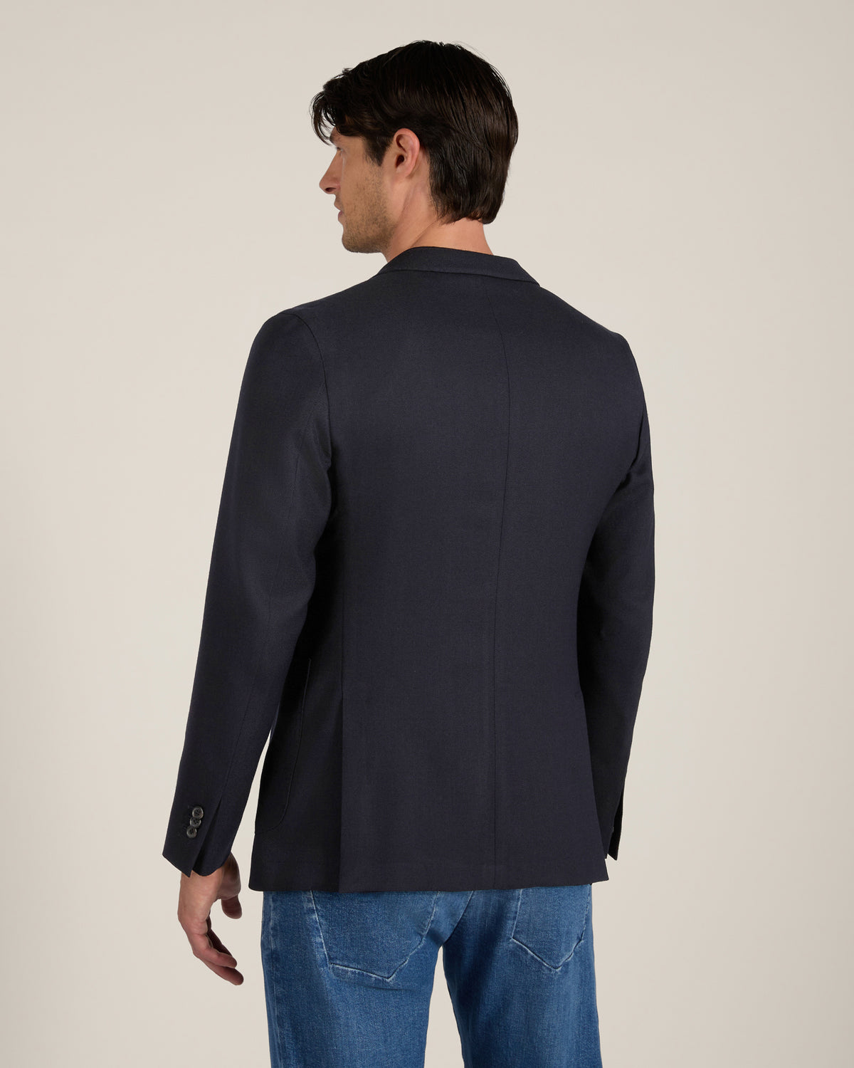 Blazer slim fit in hopsack di lana stretch