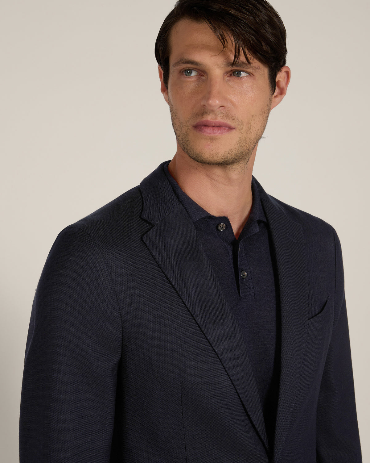Blazer slim fit in hopsack di lana stretch