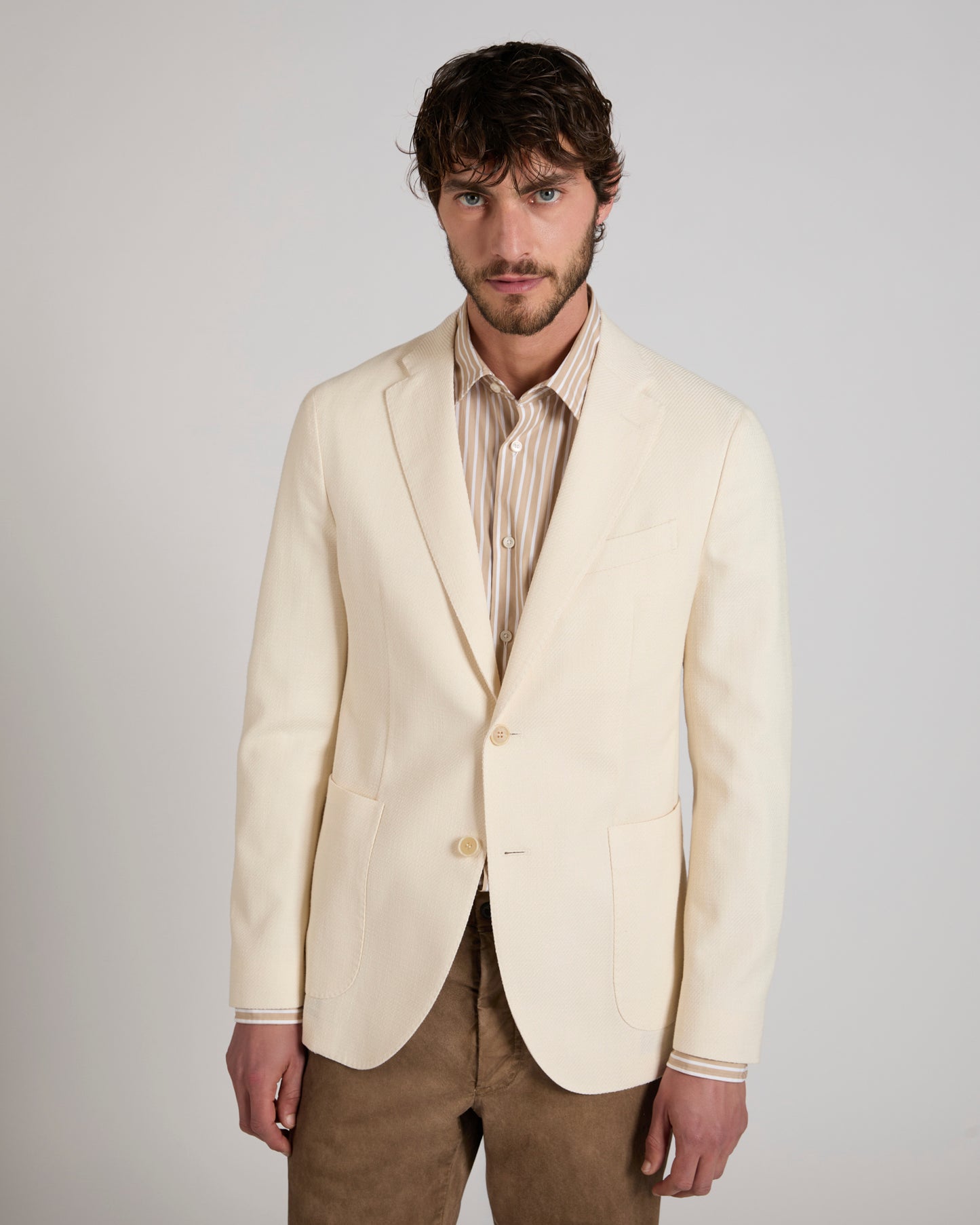 Slim fit mélange effect cotton jacket