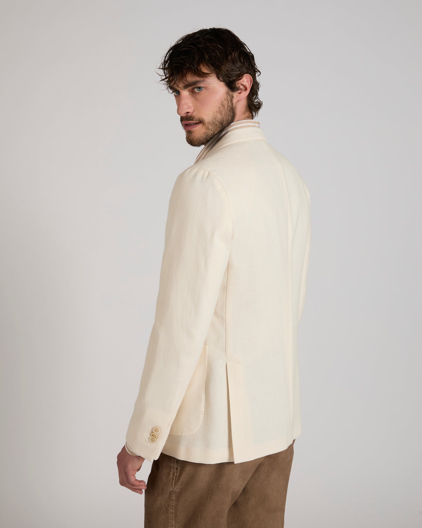 Slim fit mélange effect cotton jacket