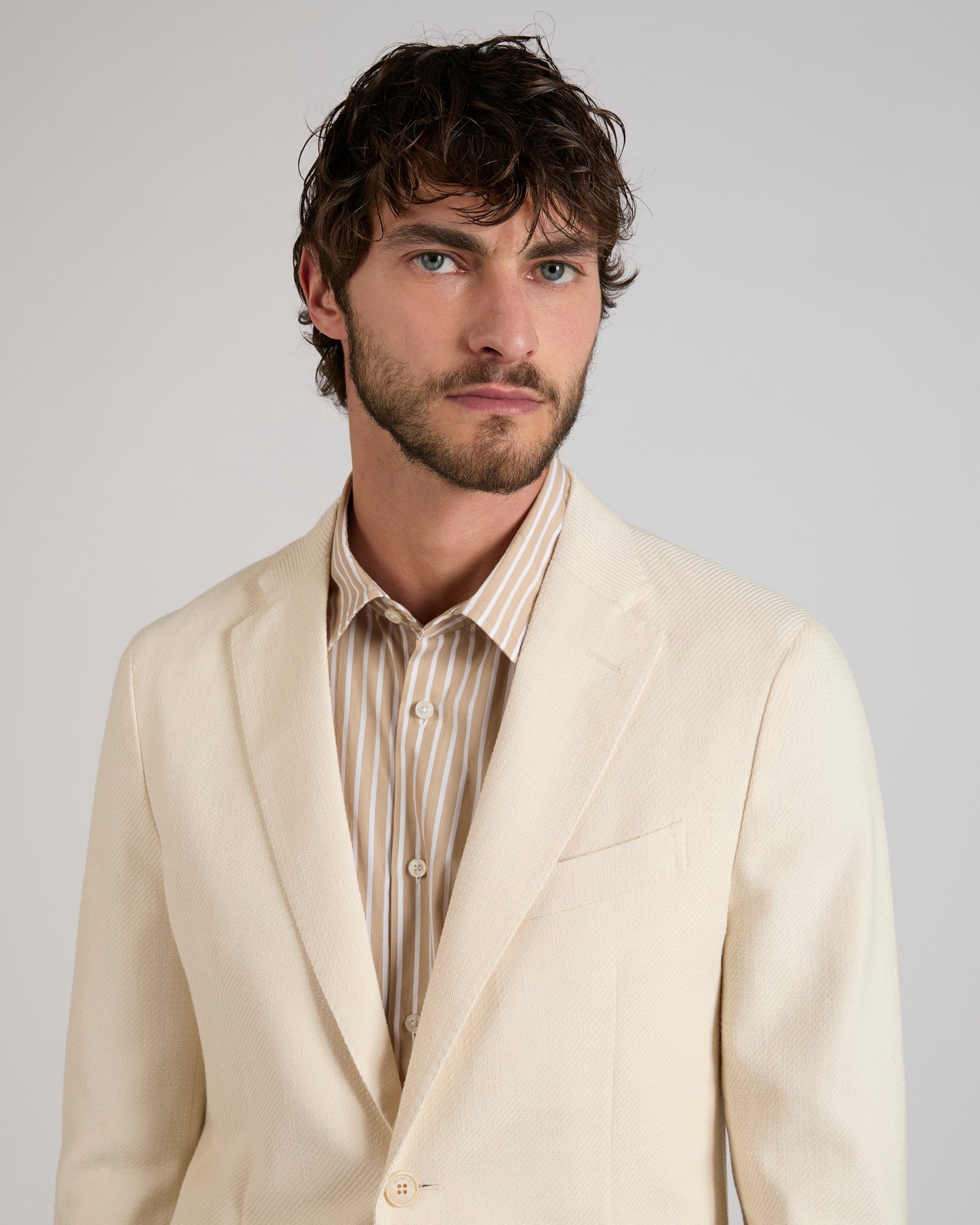 Slim fit mélange effect cotton jacket
